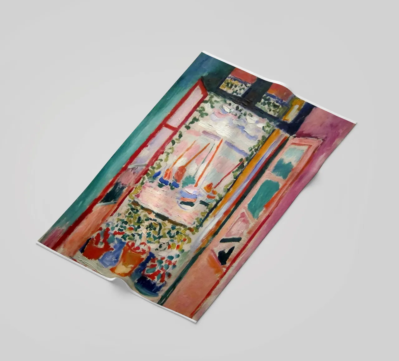 depicting the view from an open window beach towel by sazkia art