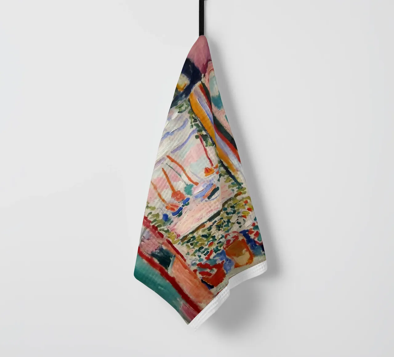 représentant la vue d'une fenêtre ouverte torchon de sazkia art