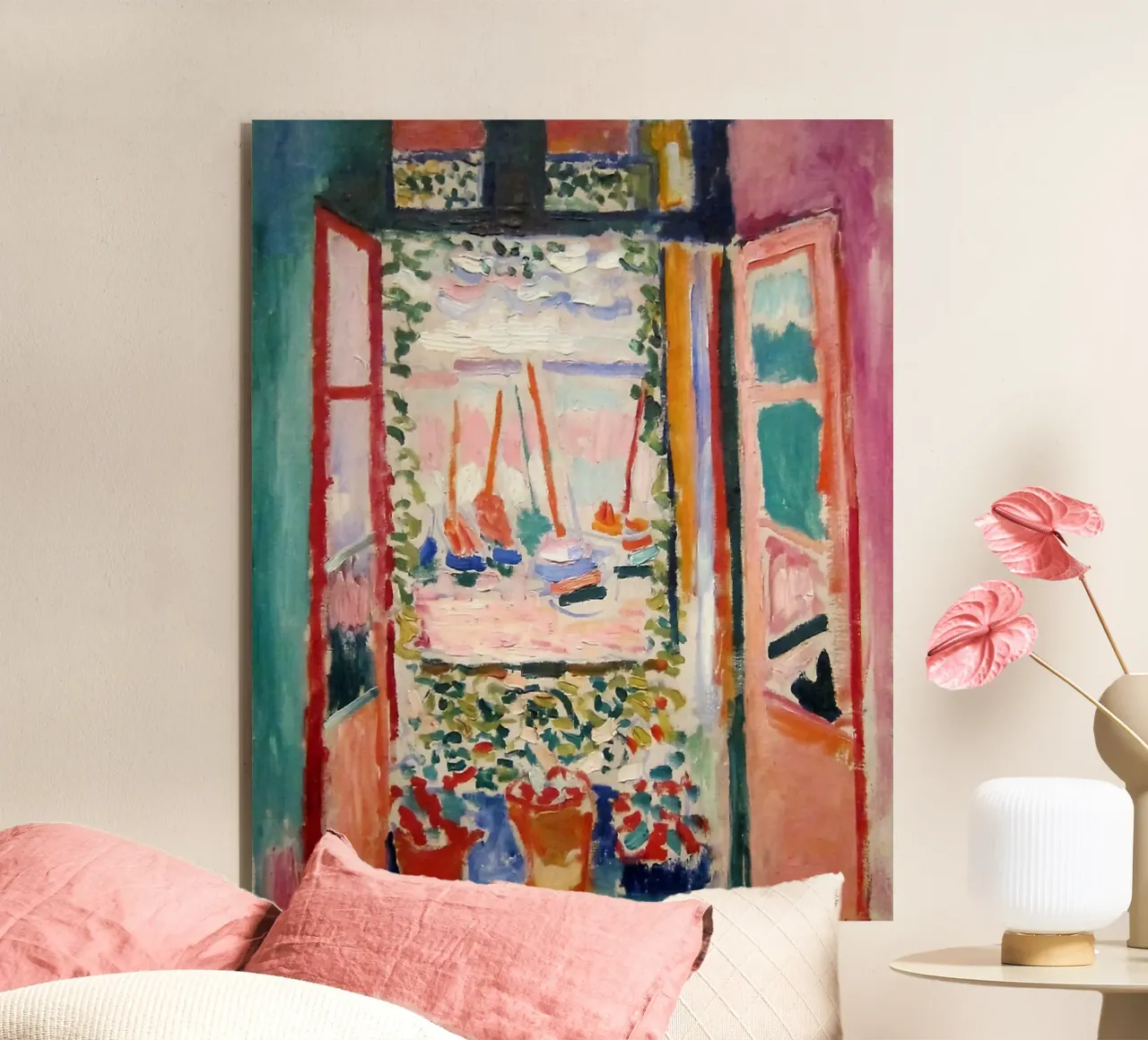 depicting the view from an open window alu-dibond by sazkia art