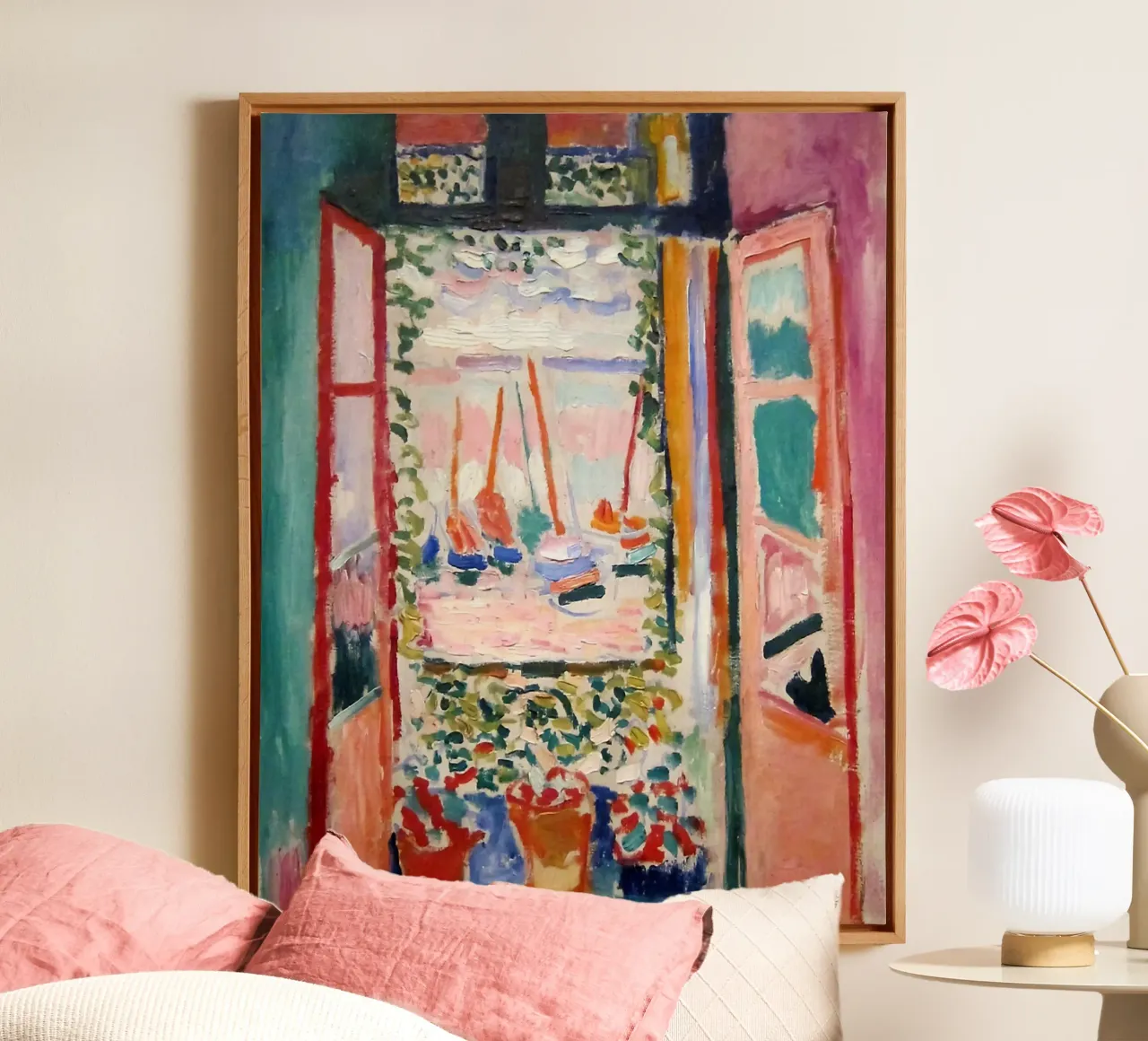 depicting the view from an open window canvas by sazkia art