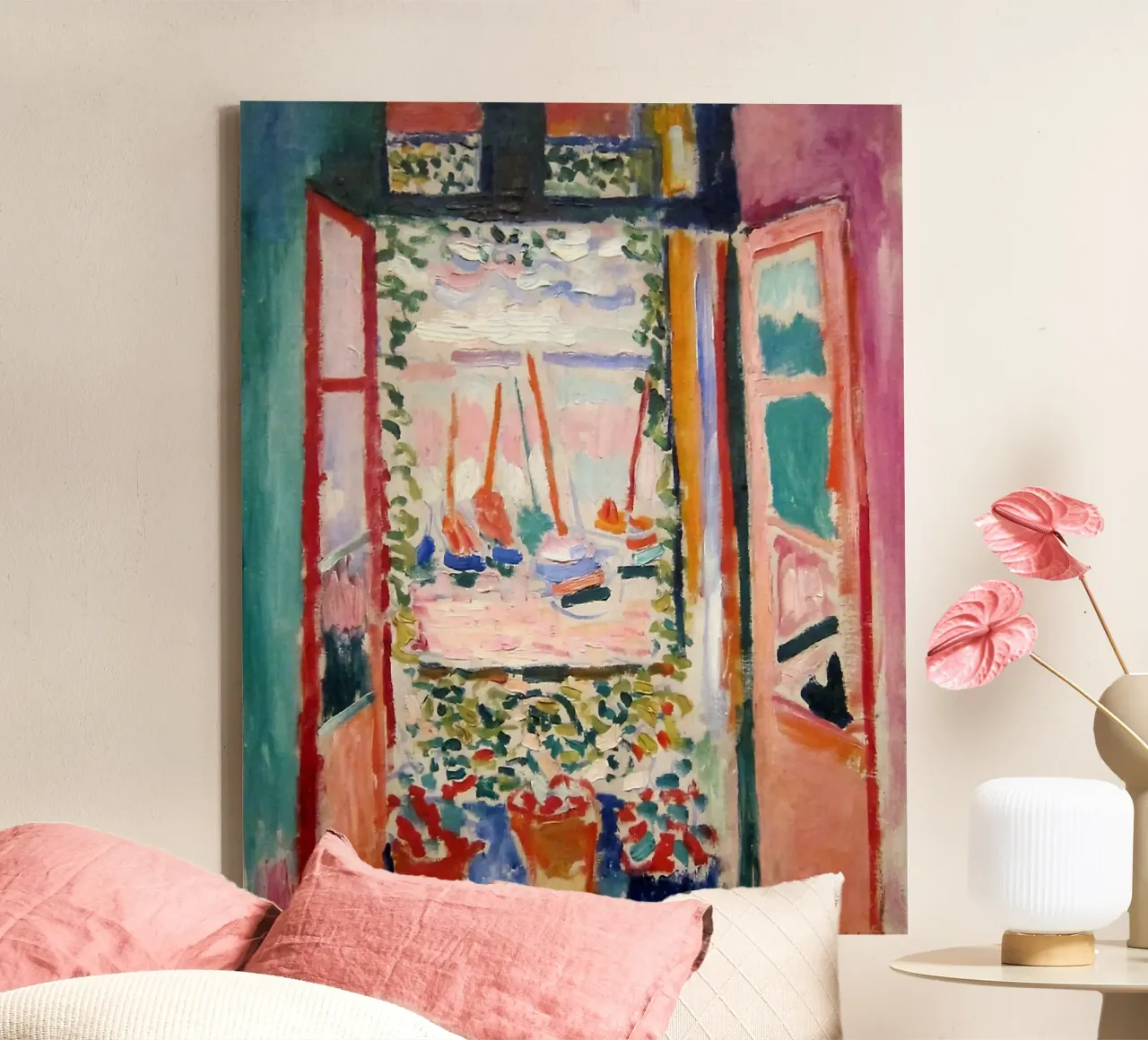 depicting the view from an open window canvas by sazkia art