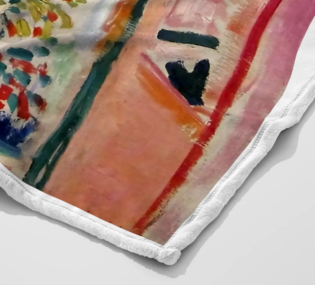 depicting the view from an open window fleece blanket by sazkia art