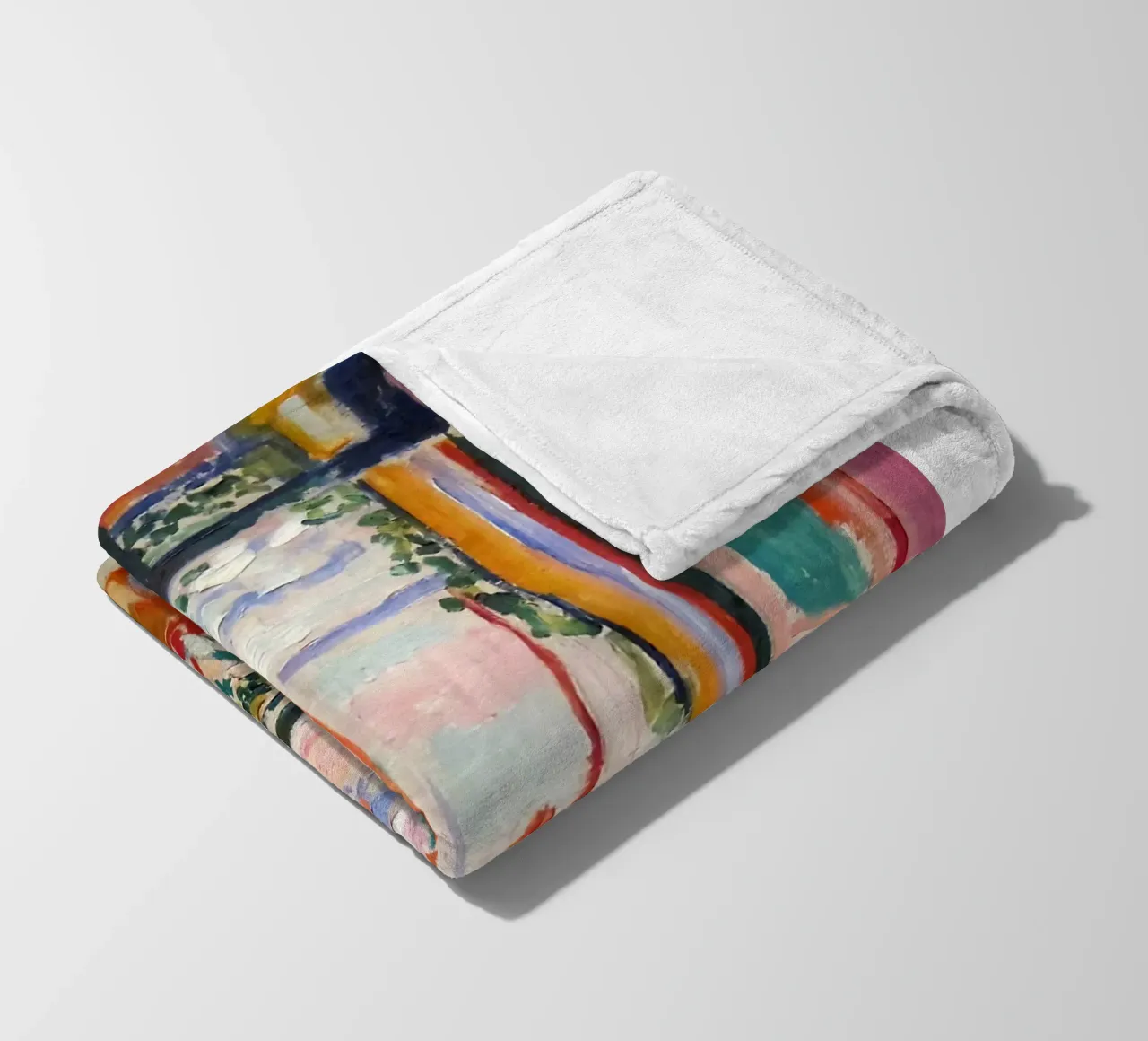depicting the view from an open window fleece blanket by sazkia art
