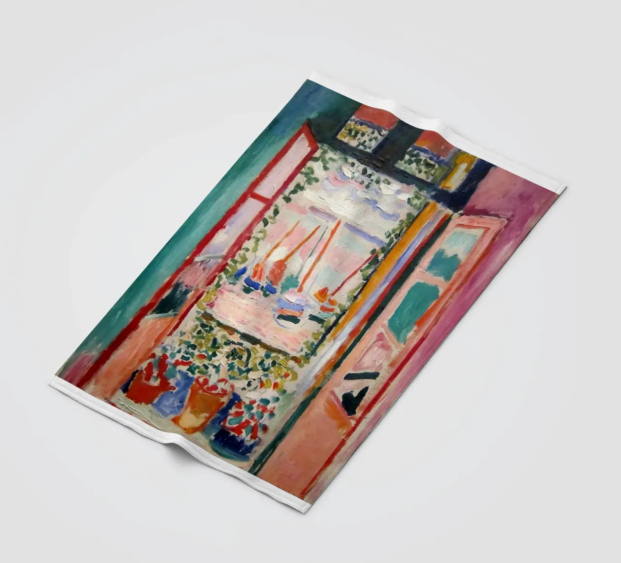 depicting the view from an open window fleece blanket by sazkia art