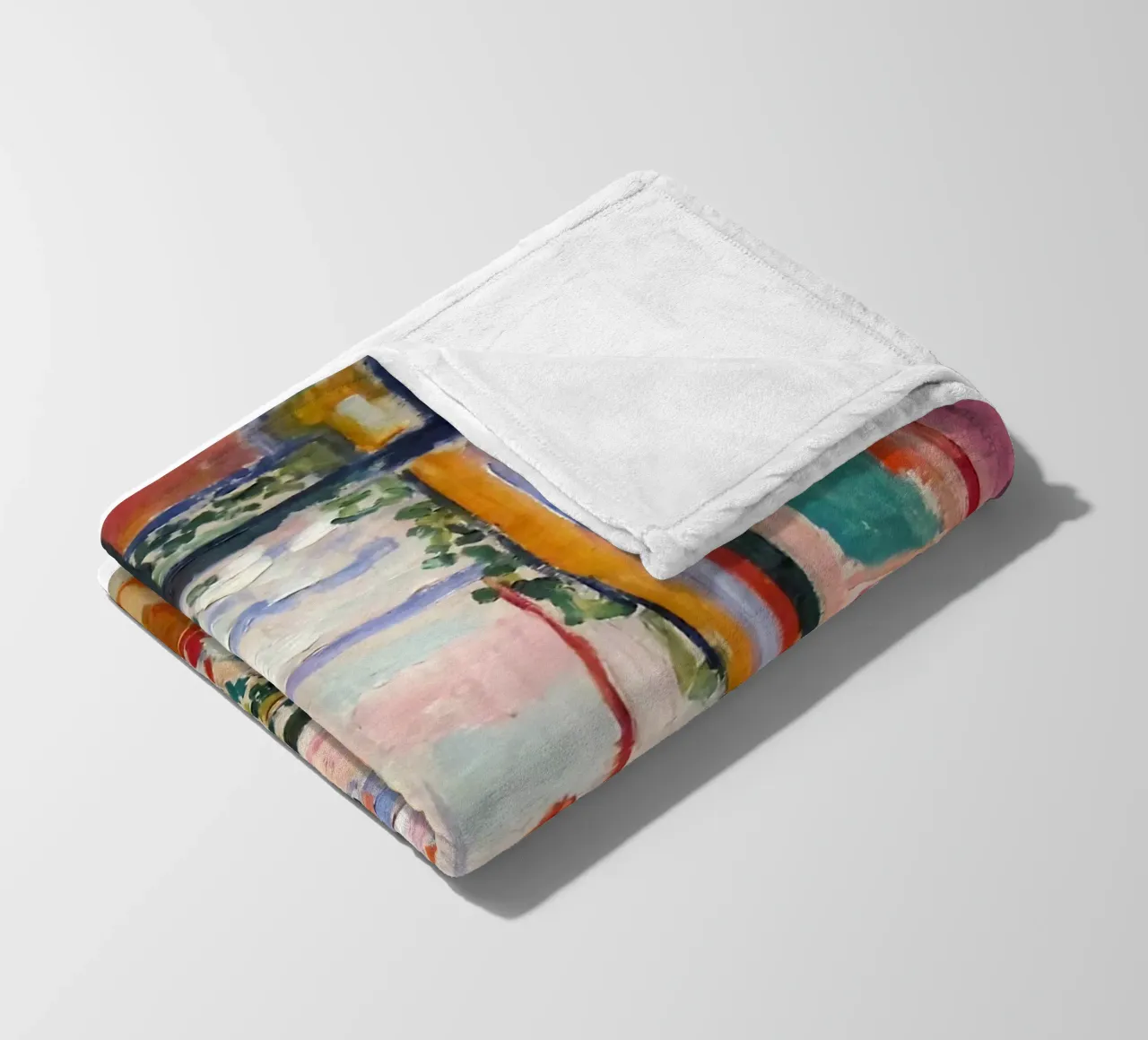 depicting the view from an open window fleece blanket by sazkia art