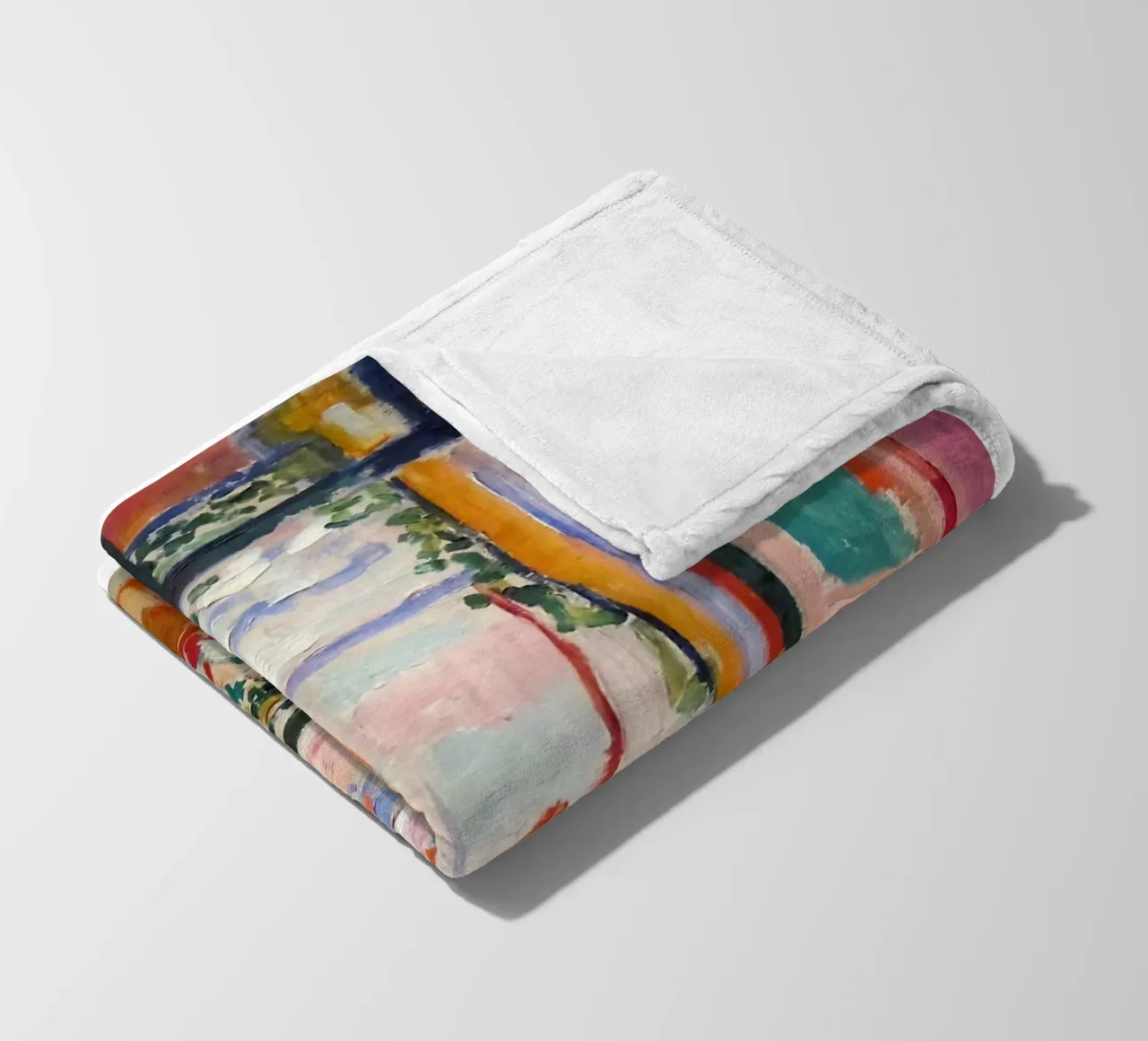 depicting the view from an open window fleece blanket by sazkia art