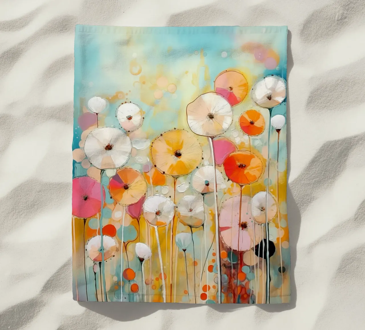 Flowers abstract beach towel by Imagine