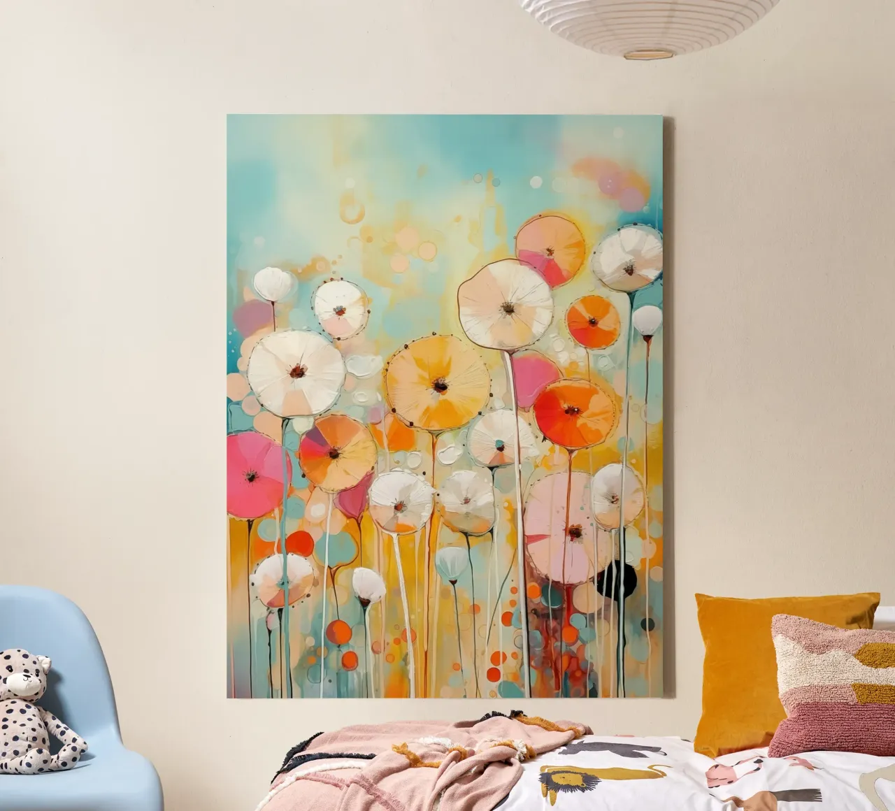 Bloemen abstract canvas met Baklijst van Imagine