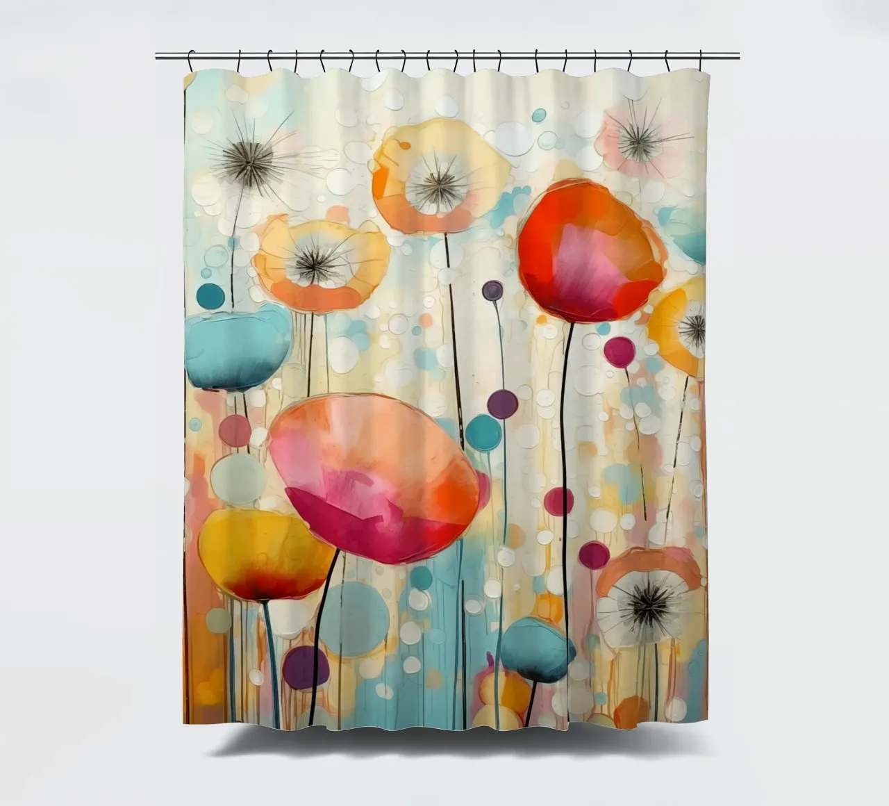 Flowers in cheerful colours shower curtain by Imagine