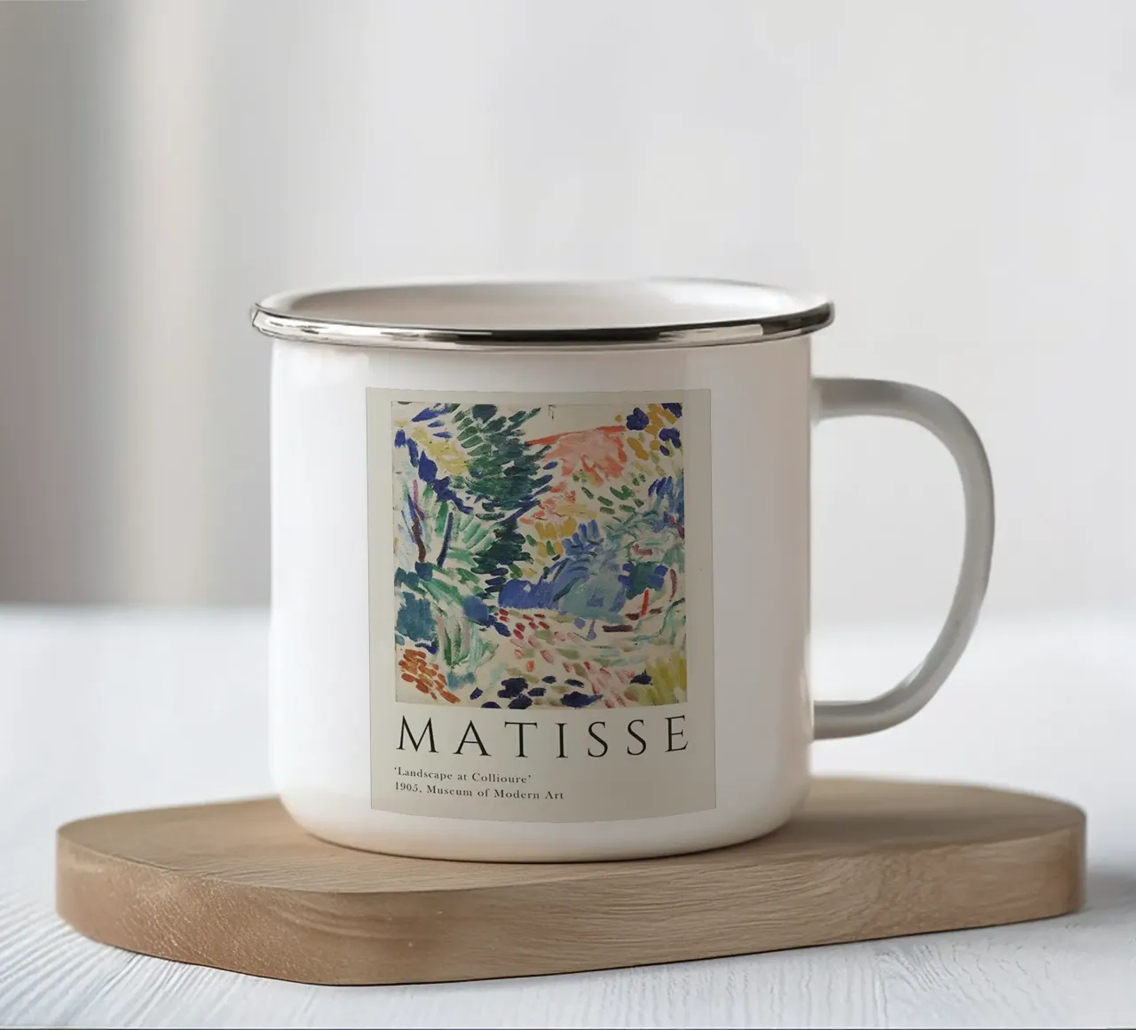 paesaggio alberi pennellate natura tazza in smalto da sazkia art