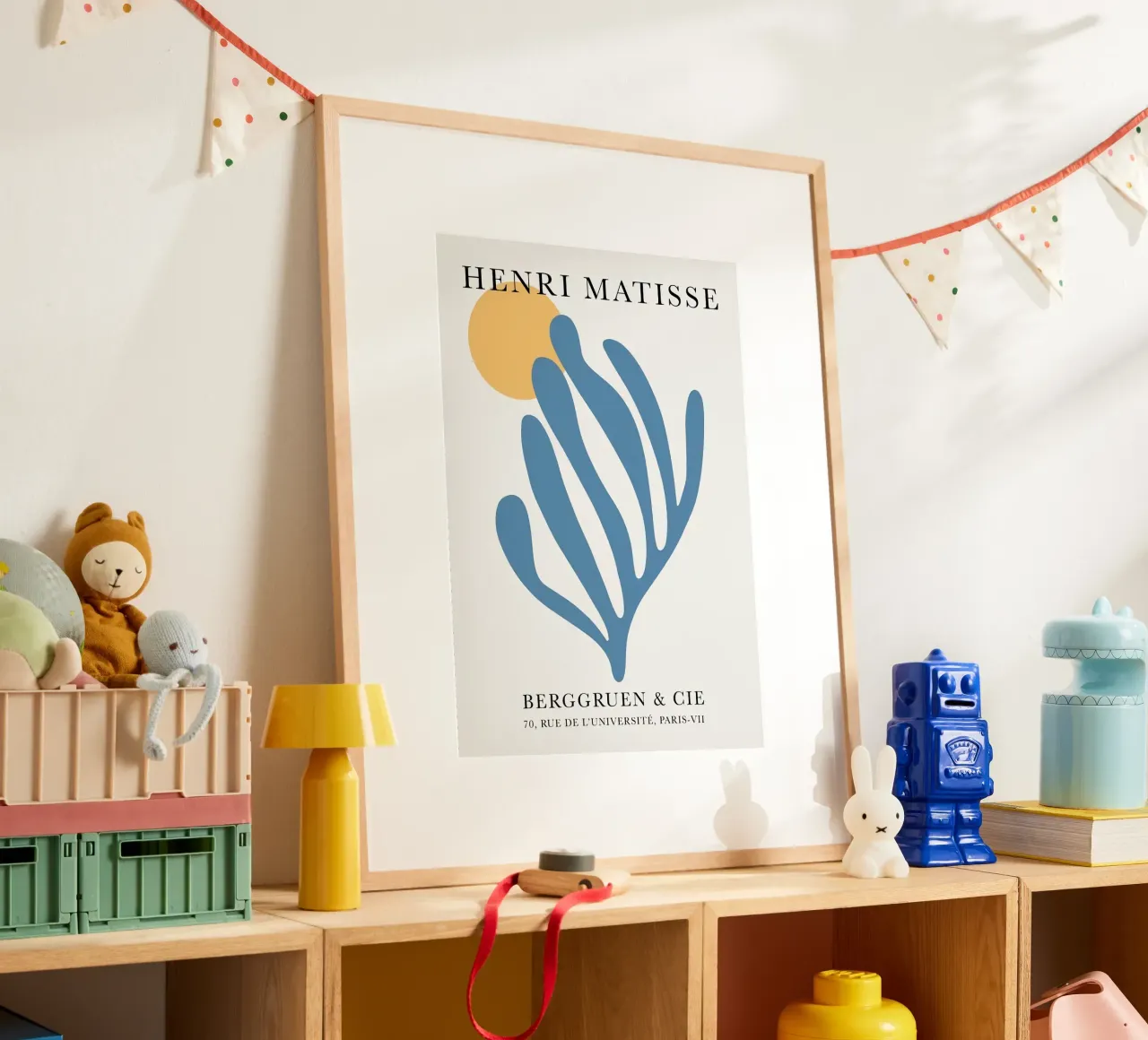 Ritratto di foglia blu di Matisse poster con telaio in alluminio da Mandy Gray