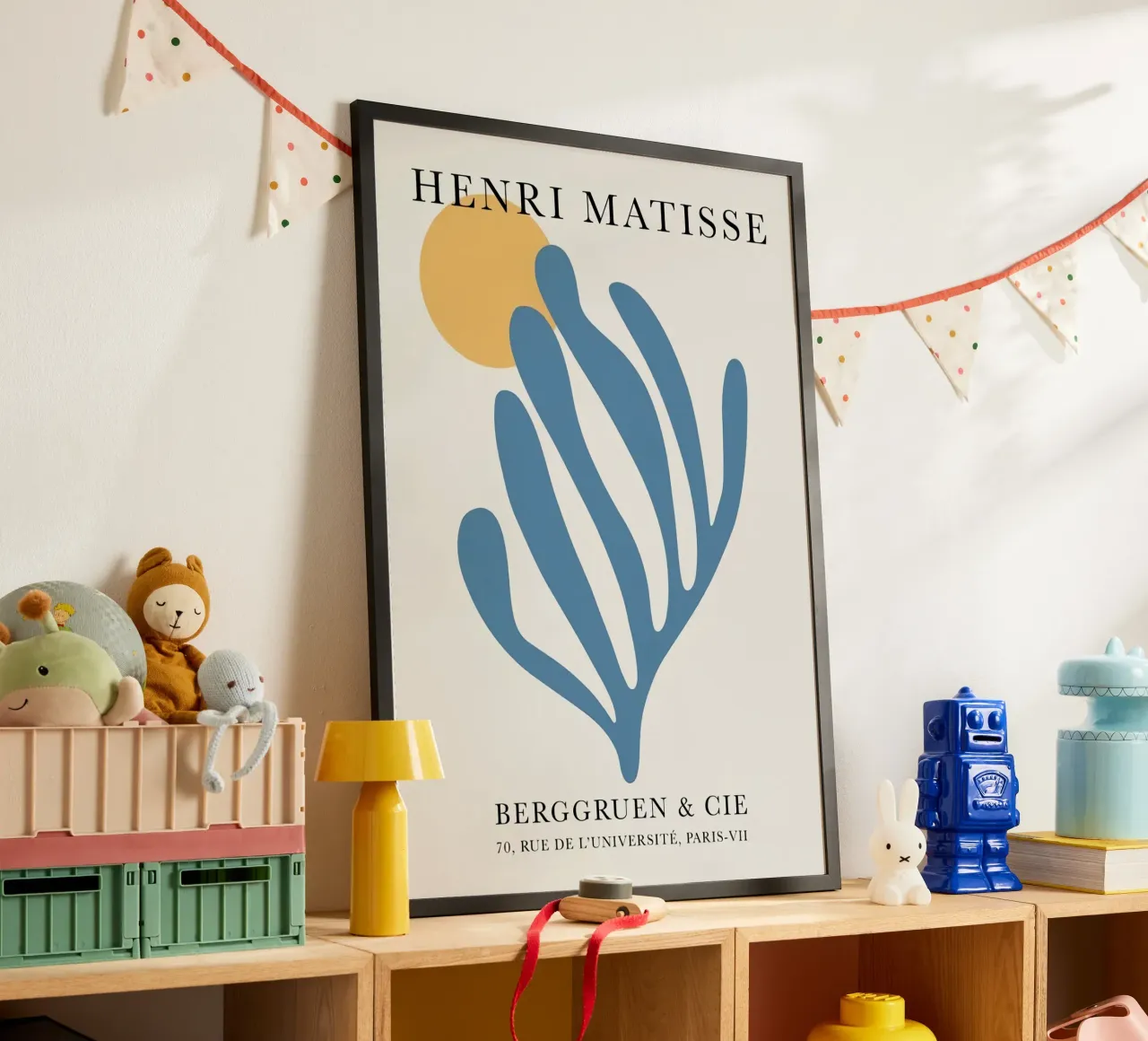 Ritratto di foglia blu di Matisse poster con telaio in alluminio da Mandy Gray