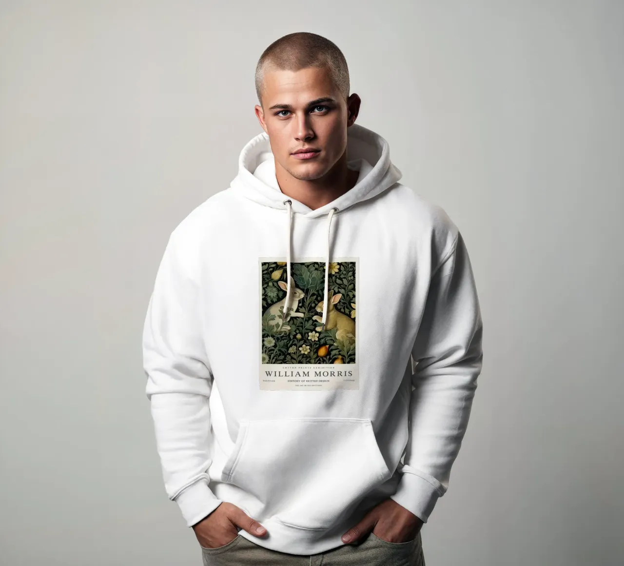 due conigli nei cespugli william morris felpa con cappuccio da komo store