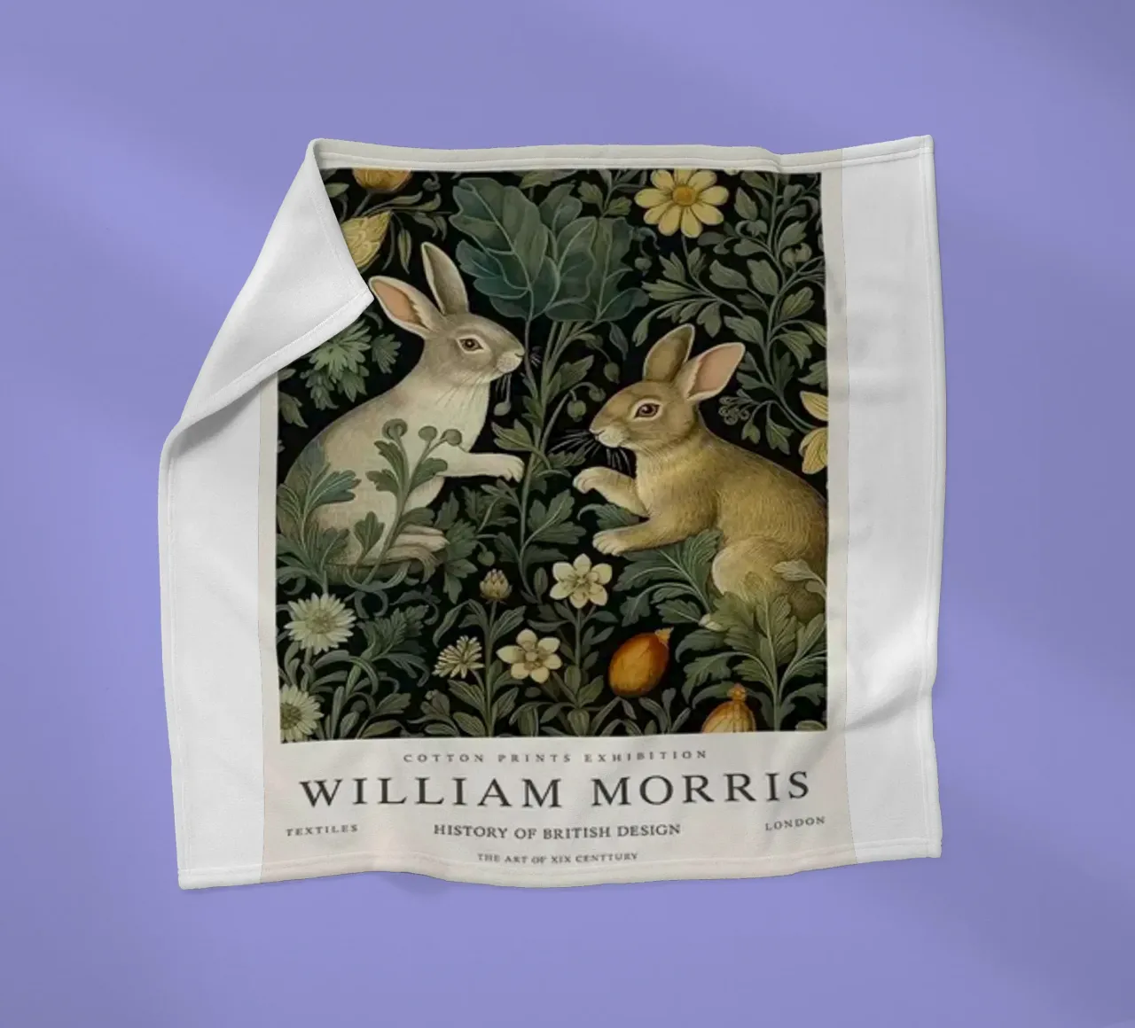 due conigli nei cespugli william morris coperta in pile da komo store