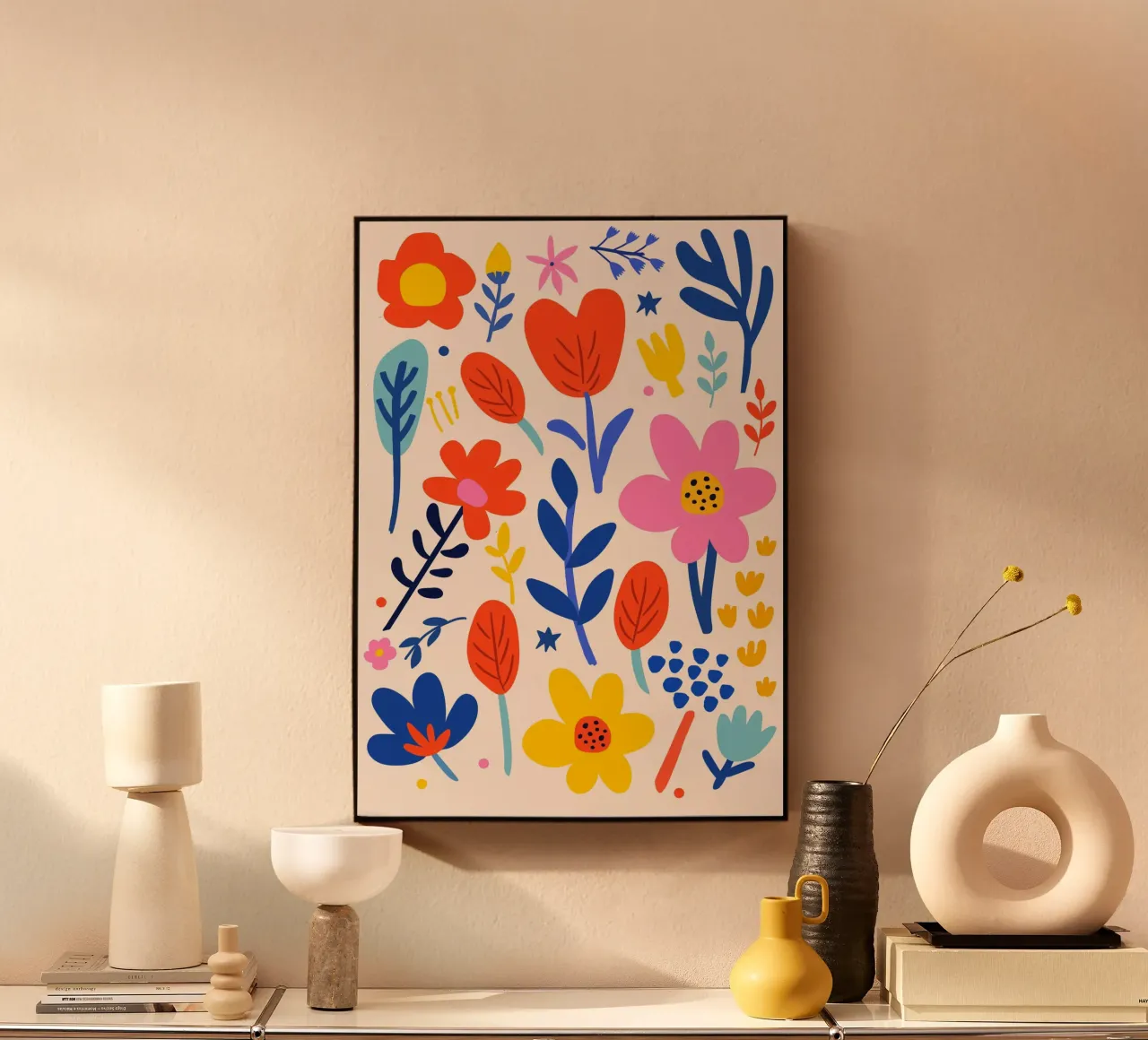 Flowers and leaves vibrant Alu-Dibond von LisaArtes