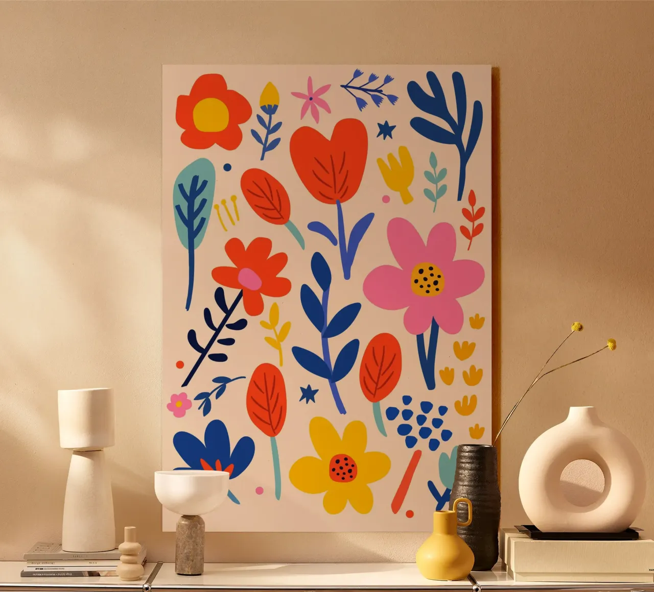 Flowers and leaves vibrant Alu-Dibond von LisaArtes