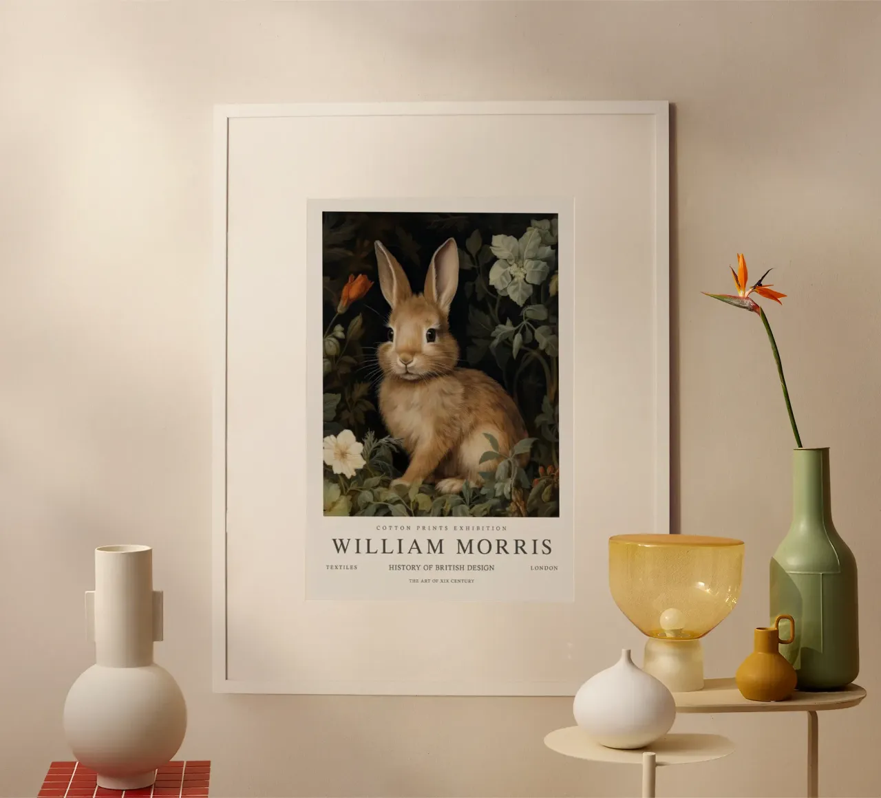 simpatico coniglietto william morris poster con telaio in alluminio da komo store