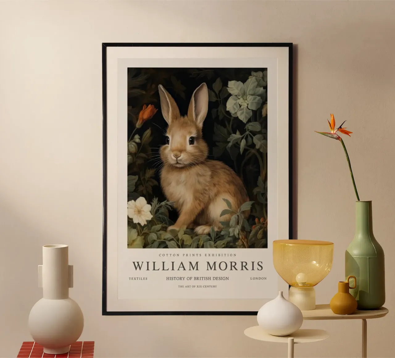 simpatico coniglietto william morris poster con telaio in alluminio da komo store
