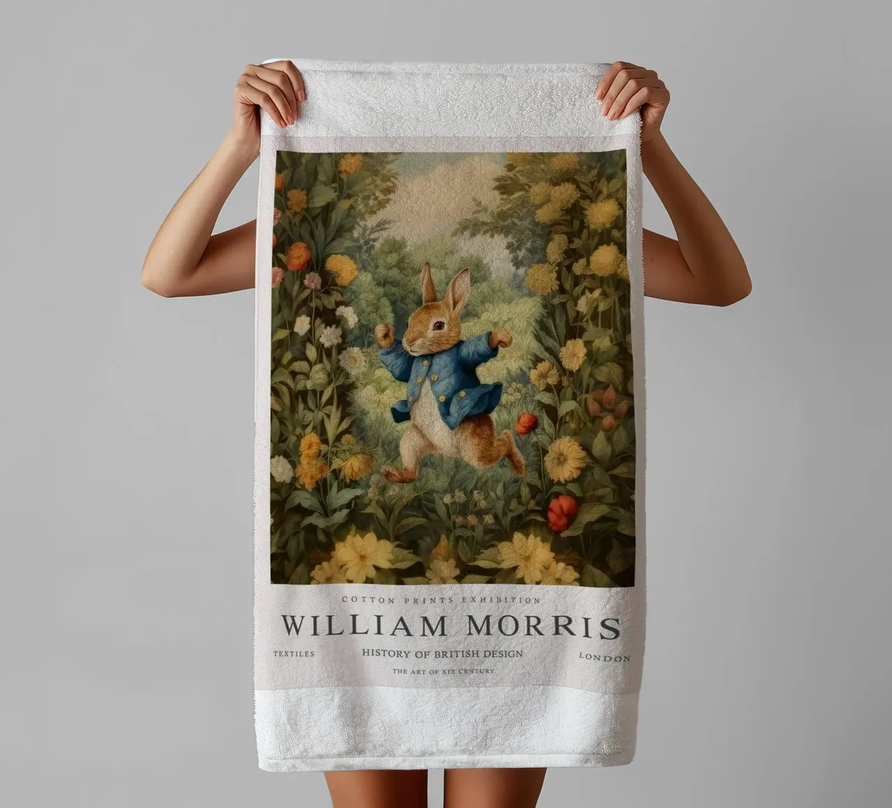 konijn in een net pak william morris badhanddoek van komo store