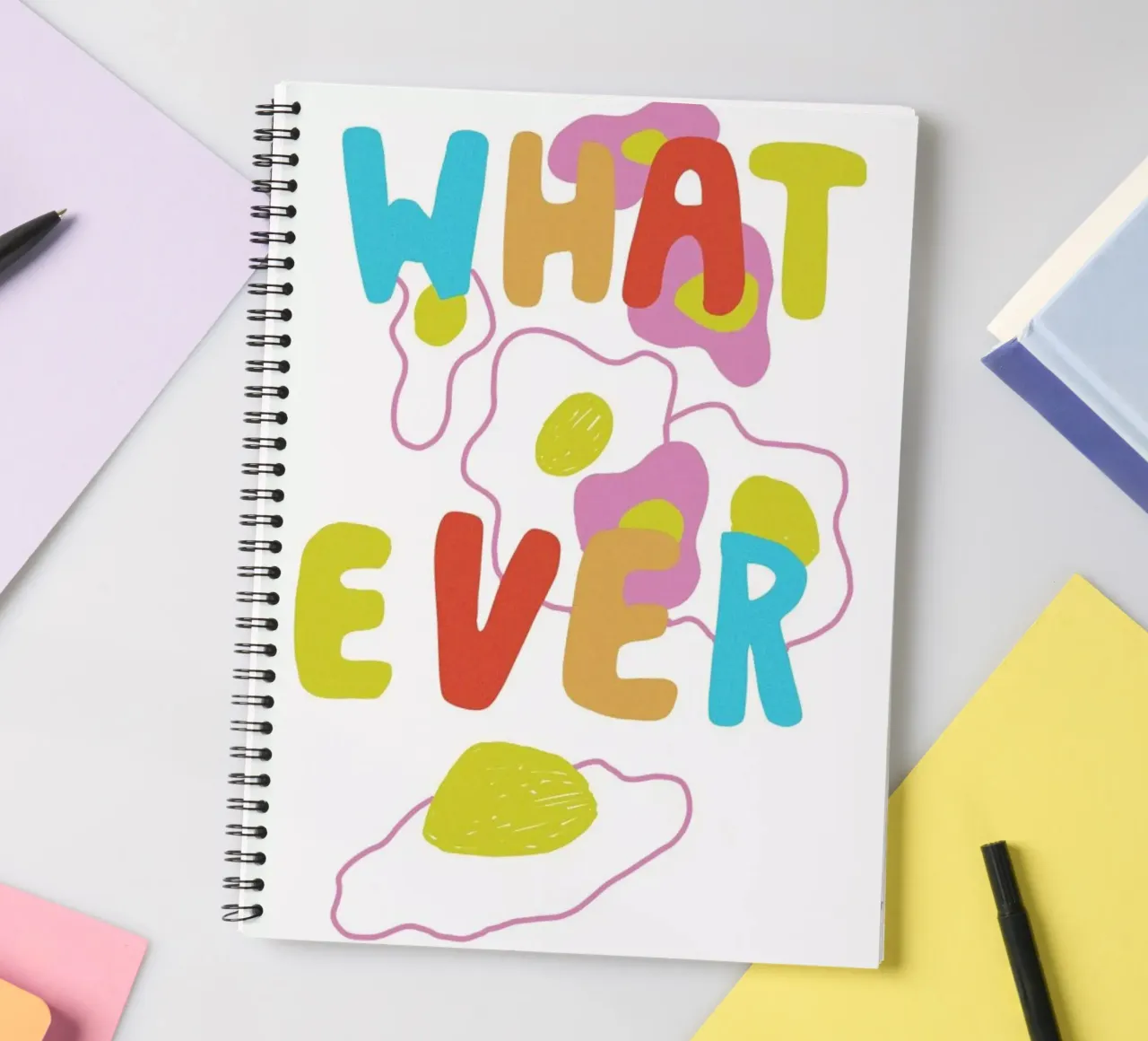 What Ever Eggs Color Pop Food spiral notebook by Vasare Nar