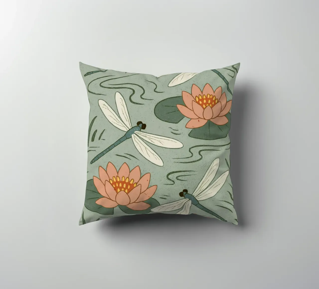 Water Lilly Dragon Fly Kissen von treechild