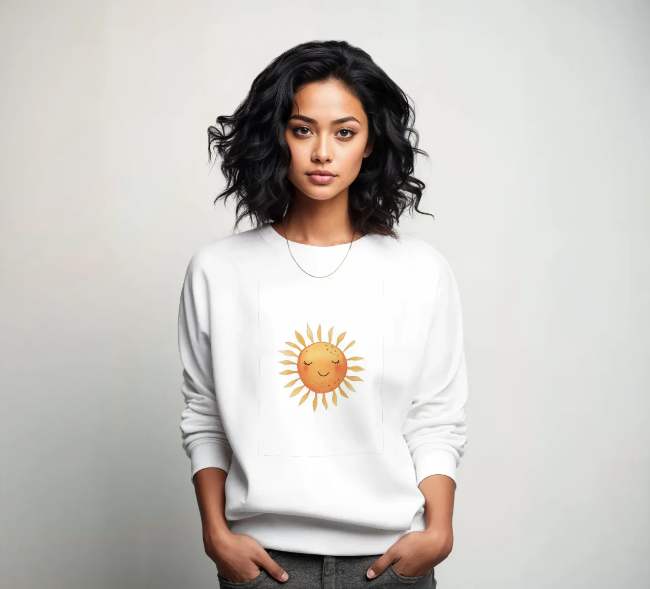 Friedliche Sonne Aquarell Kunstdruck - Boho Kinderzimmer Dekoration Sweatshirt von ClubArt