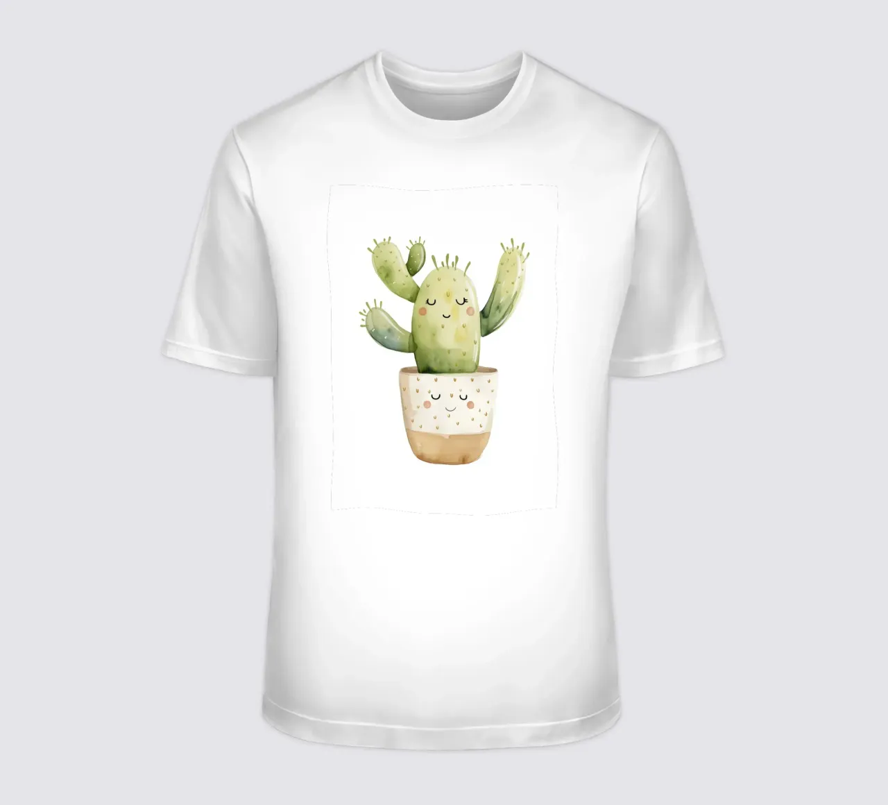 Smiling Cactus Watercolor Print - Boho Desert Decor t-shirt by ClubArt