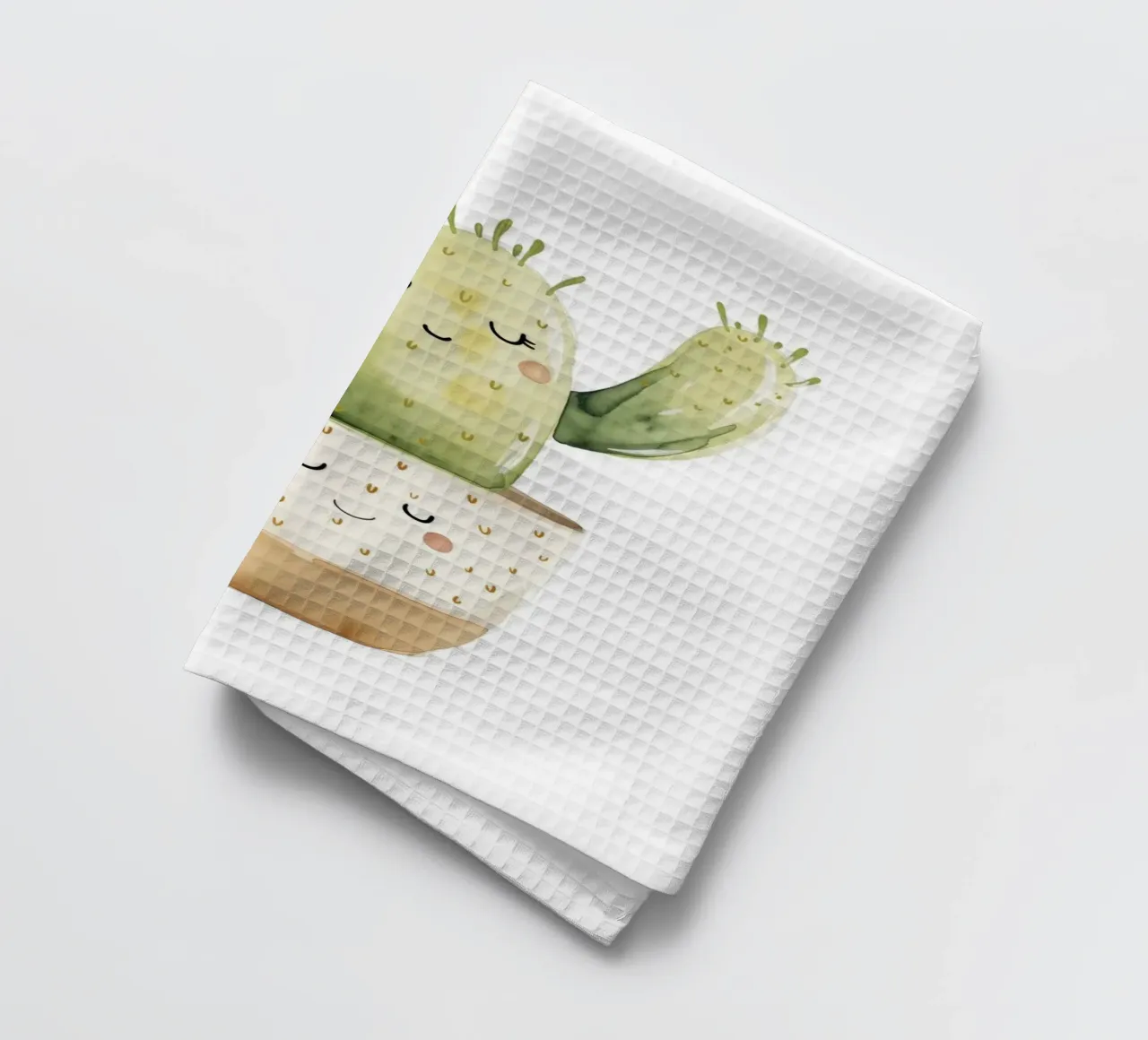 Smiling Cactus Watercolor Print - Boho Desert Decor tea towel by ClubArt