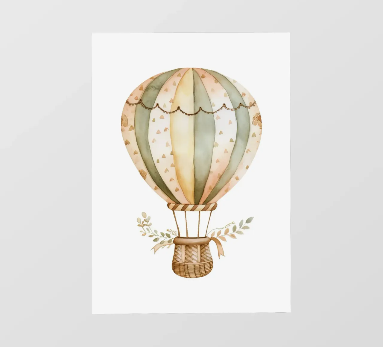 Boho Hot Air Balloon Watercolor - Adventure Nursery Decor photo wallpaper by ClubArt