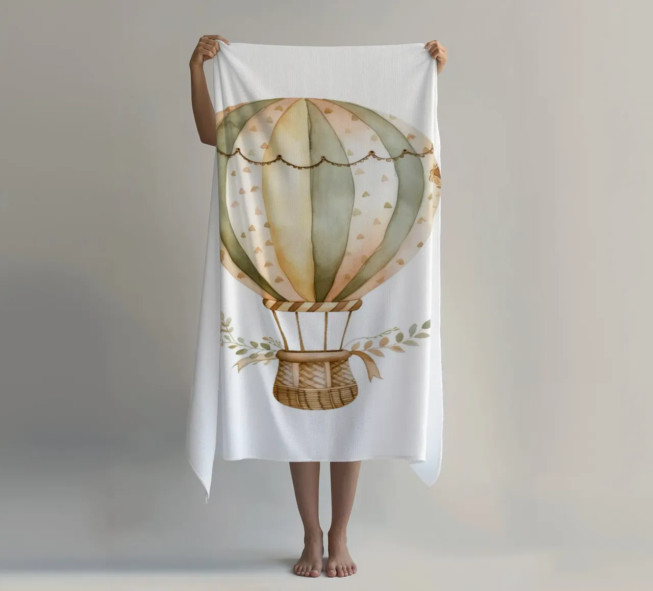 Acquerello con mongolfiera Boho - Decorazione per vivaio avventurosa telo mare da ClubArt