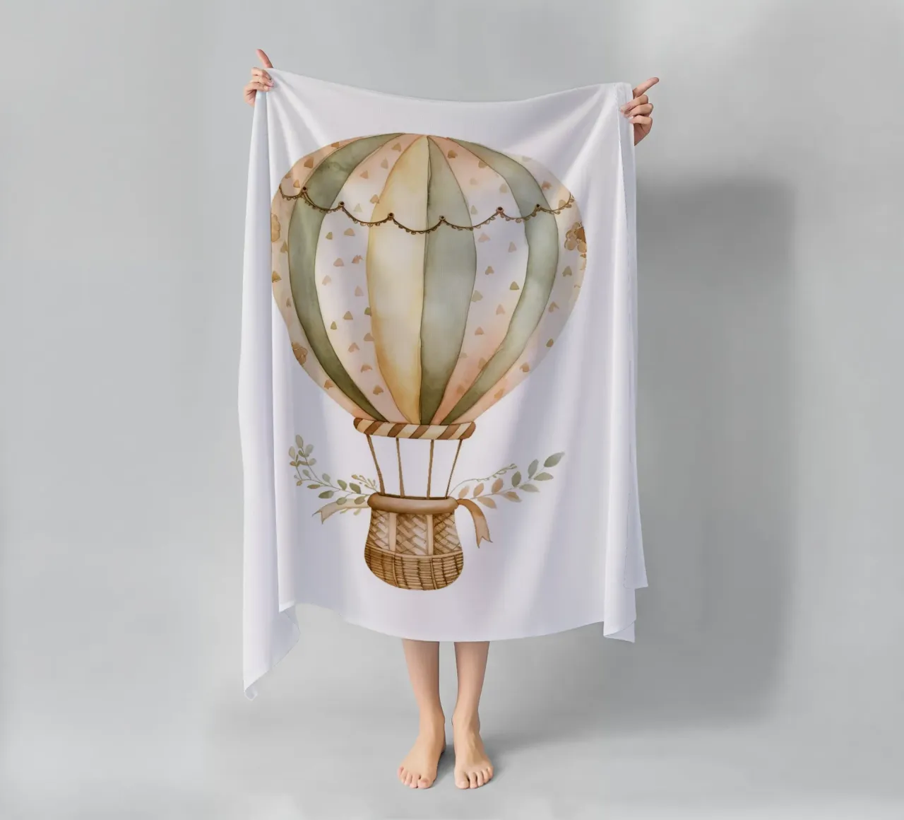 Acquerello con mongolfiera Boho - Decorazione per vivaio avventurosa telo mare da ClubArt