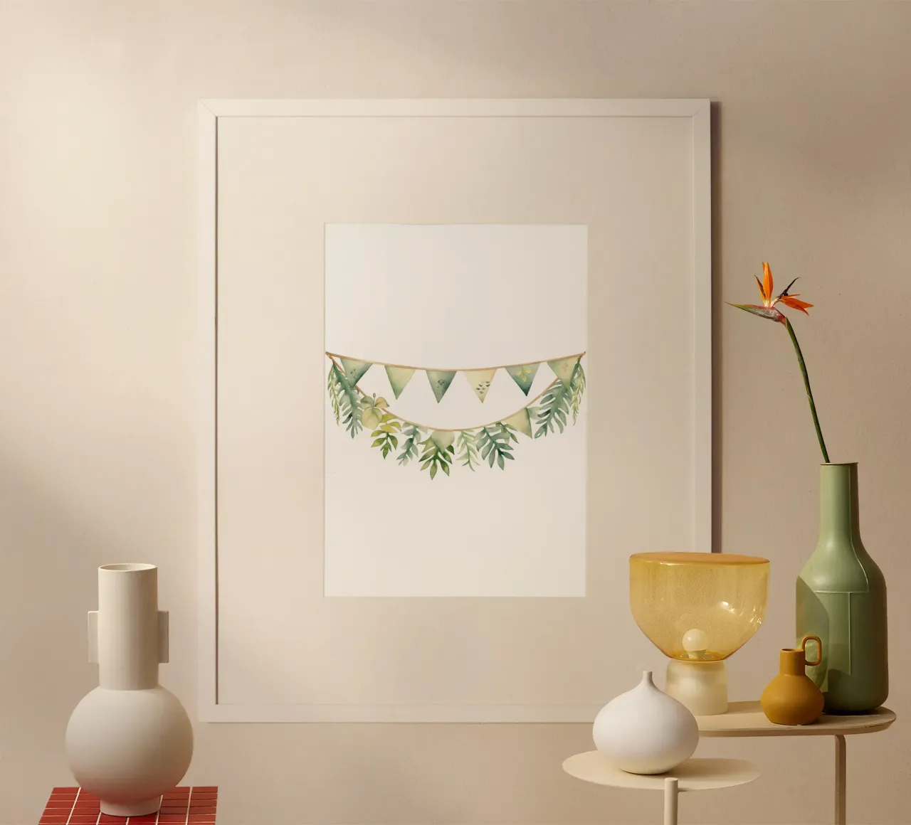 Stampa acquerellata Greenery Bunting - Decorazioni per la cameretta Boho poster da ClubArt