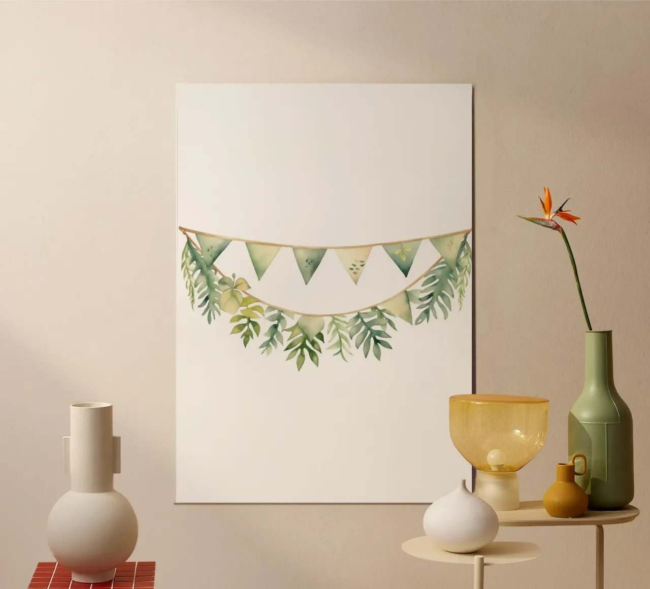 Stampa acquerellata Greenery Bunting - Decorazioni per la cameretta Boho poster da ClubArt