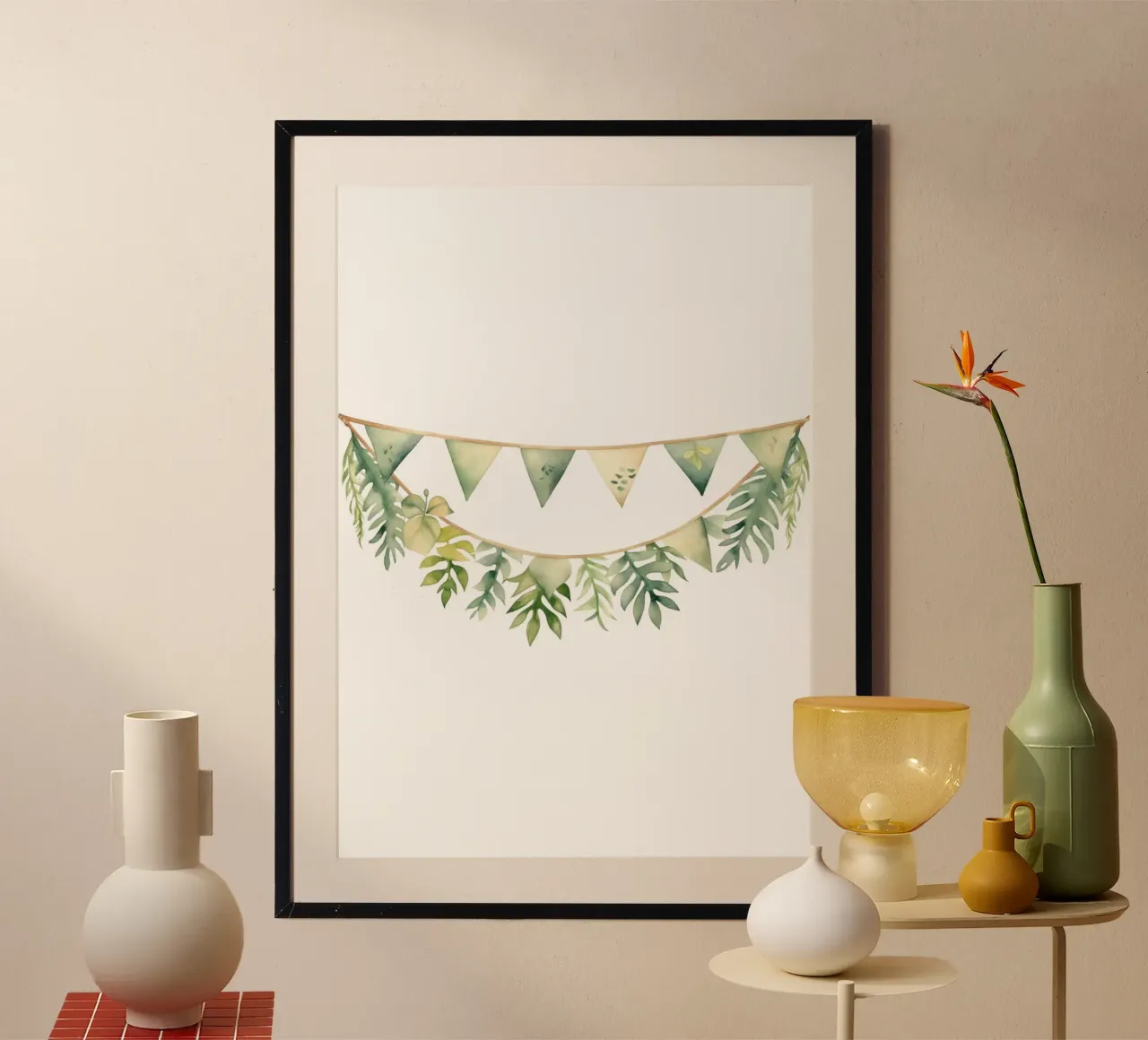 Stampa acquerellata Greenery Bunting - Decorazioni per la cameretta Boho poster da ClubArt