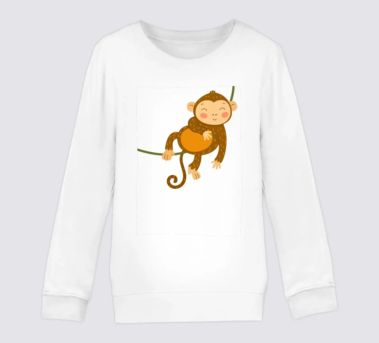 Cute Monkey on Vine Art Print - Jungle Nursery Decor kids sweatshirt by ClubArt