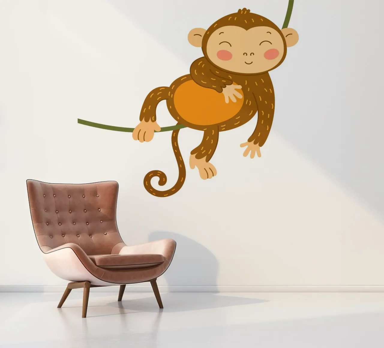 Niedlicher Affe am Weinstock Kunstdruck - Dschungel Kinderzimmer Dekoration Fototapete von ClubArt