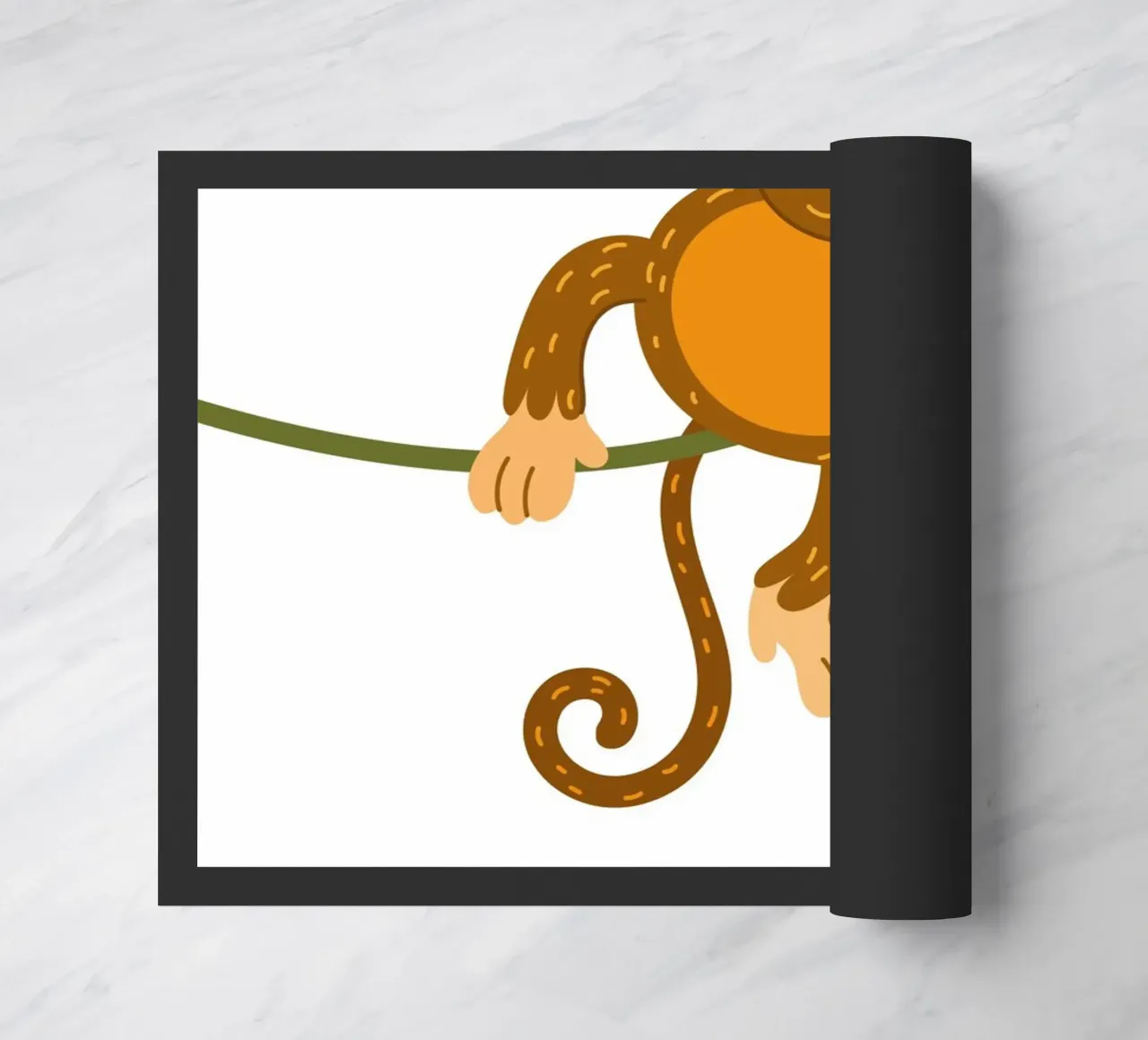 Cute Monkey on Vine Art Print - Jungle Nursery Decor doormat by ClubArt