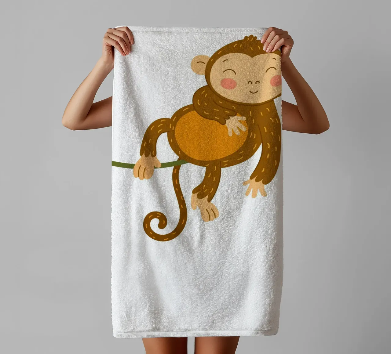 Monkey on Vine Art Print - Jungle Nursery Decor serviette de bain de ClubArt