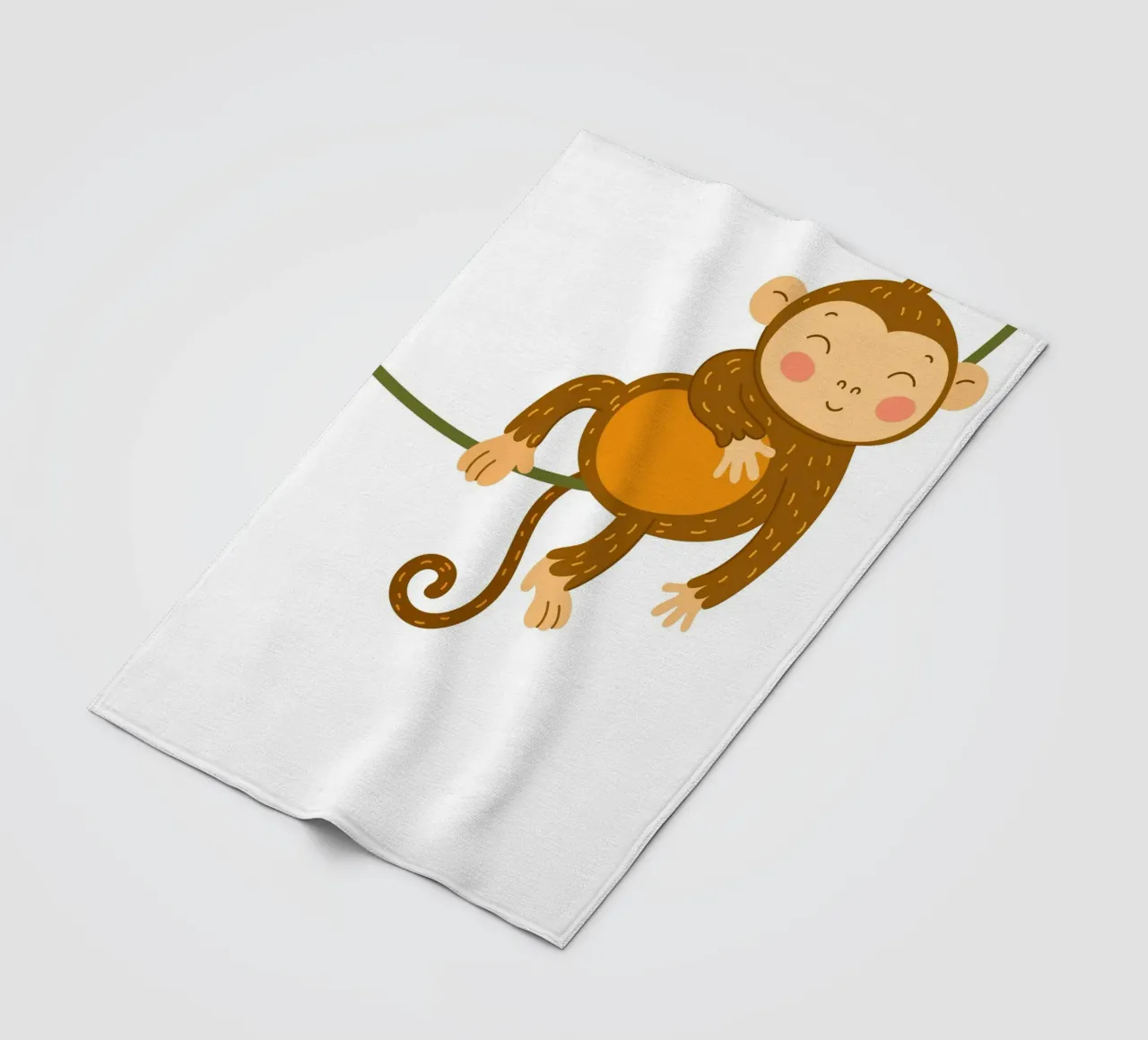 Niedlicher Affe am Weinstock Kunstdruck - Dschungel Kinderzimmer Dekoration Fleecedecke von ClubArt
