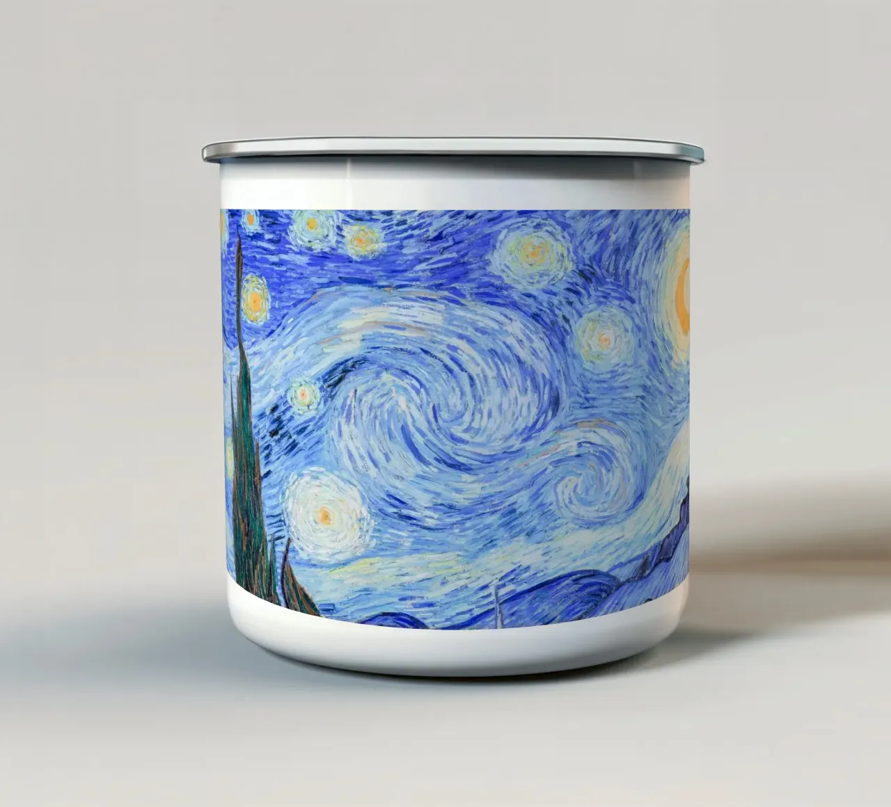 Poster della Notte stellata di Van Gogh - Masterpi del post-impressionismo tazza in smalto da NorwesClub