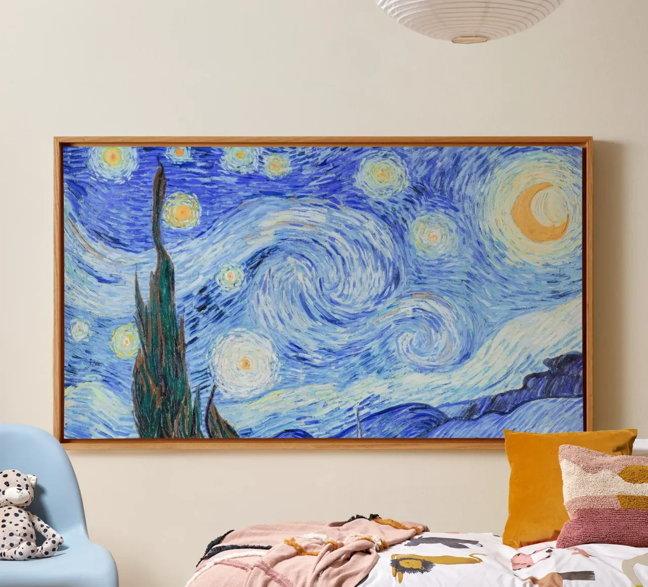 Poster della Notte stellata di Van Gogh - Masterpi del post-impressionismo tela con Cornice a cassetta da NorwesClub
