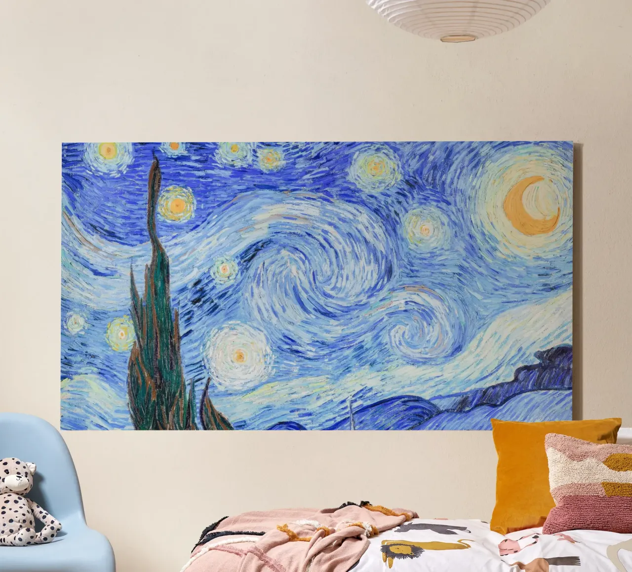 Poster della Notte stellata di Van Gogh - Masterpi del post-impressionismo tela con Cornice a cassetta da NorwesClub