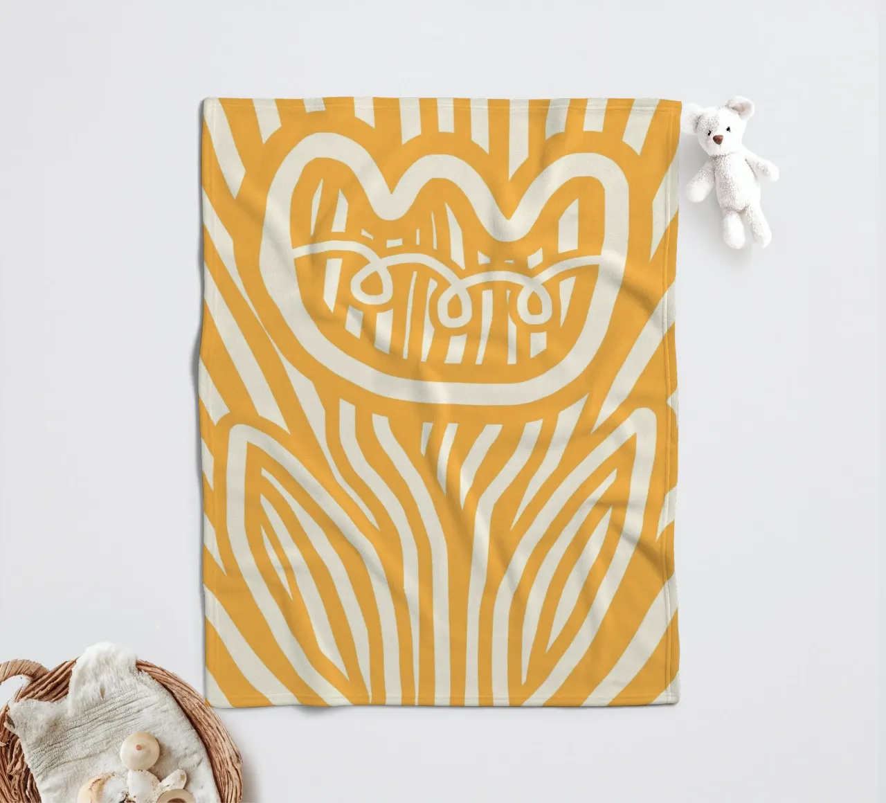 Fiore a strisce gialle 02 coperta in pile da Little Dean