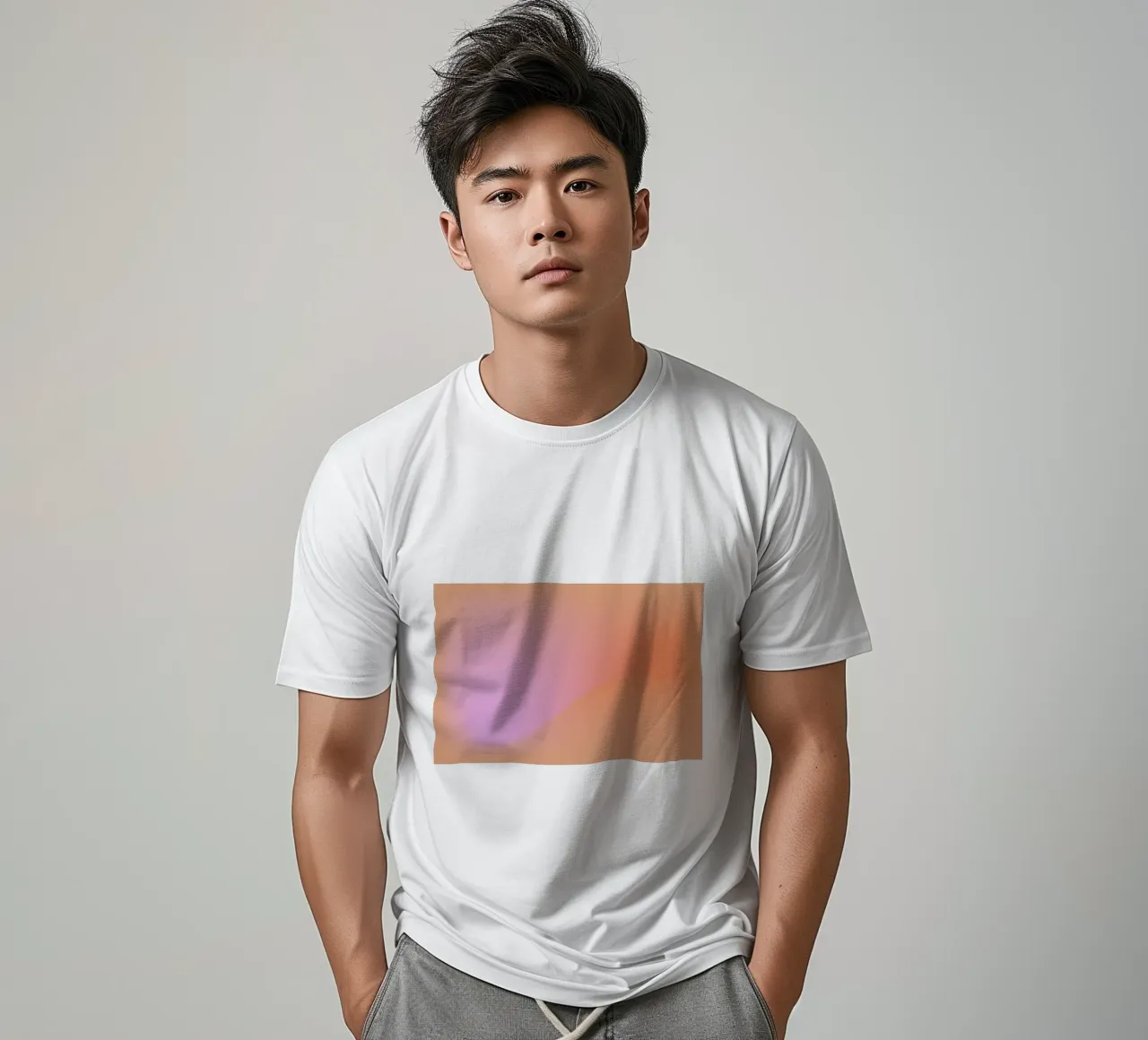 Peach Pink Gradient Aura - Modern Abstract Wall Art Print T-Shirt von NorwesClub
