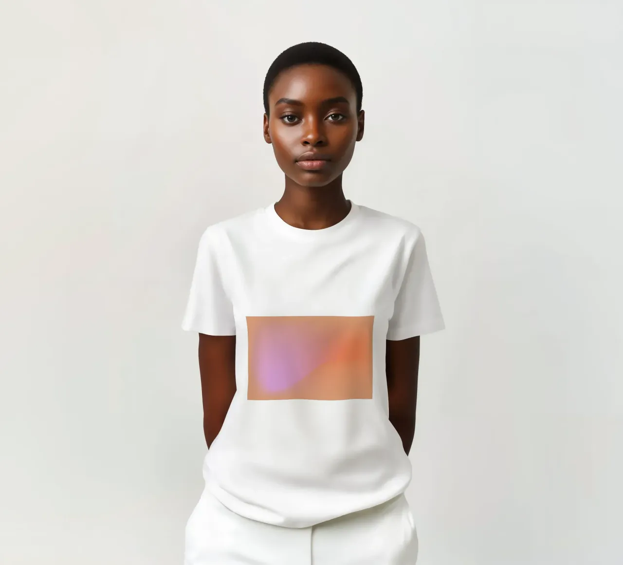 Peach Pink Gradient Aura - Modern Abstract Wall Art Print T-Shirt von NorwesClub