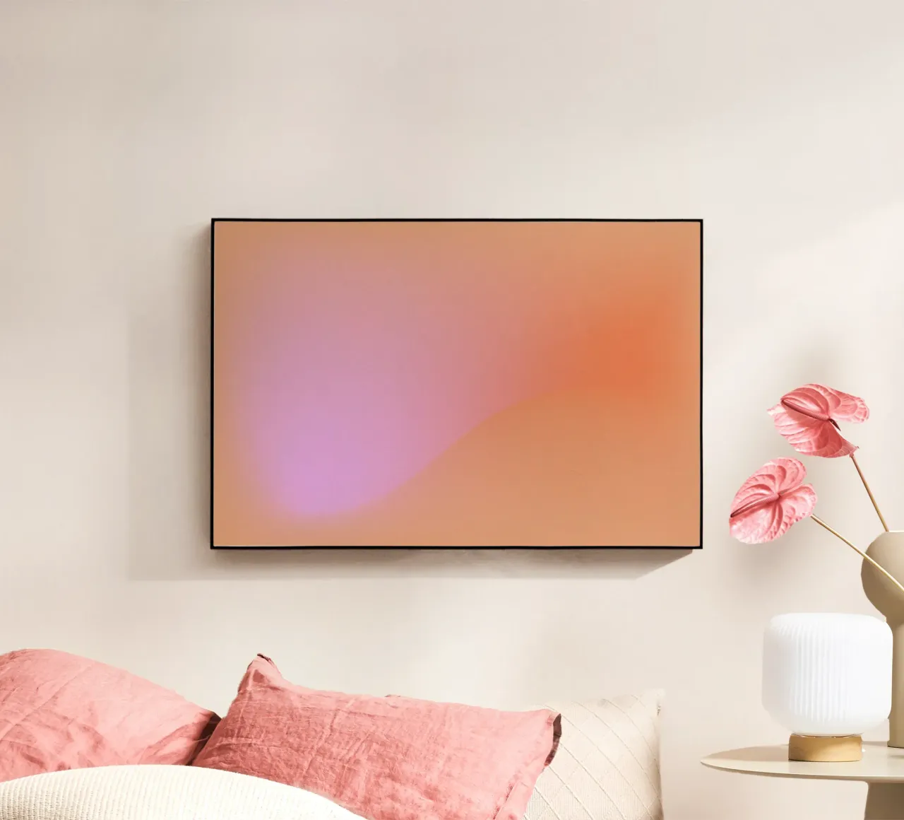 Peach Pink Gradient Aura - Modern Abstract Wall Art Print Acryl-Glas von NorwesClub