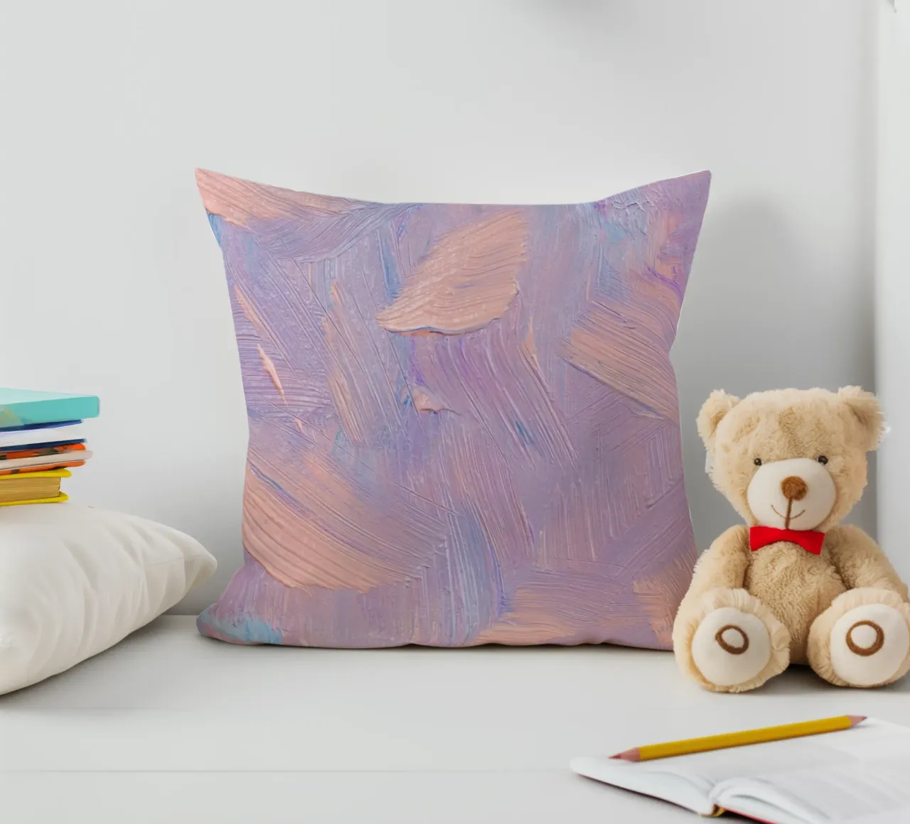Pastel Brushstrokes Abstract - Textured Modern Art Print decorative cushion by NorwesClub