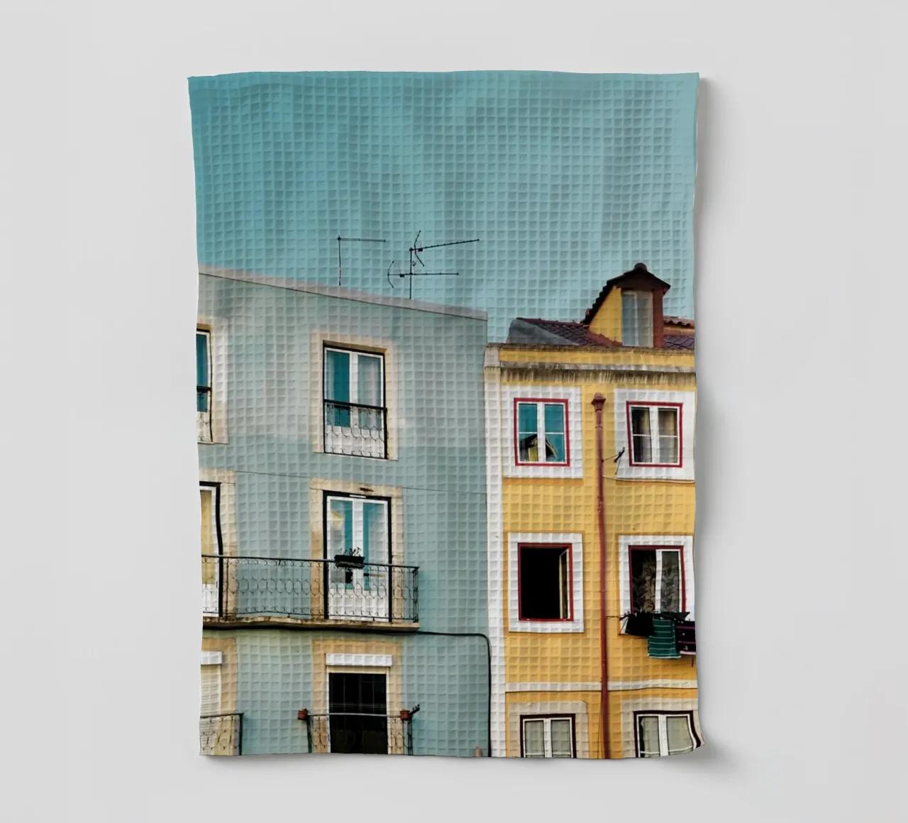 Lisbon Apartments tea towel by KISSA STUDIO