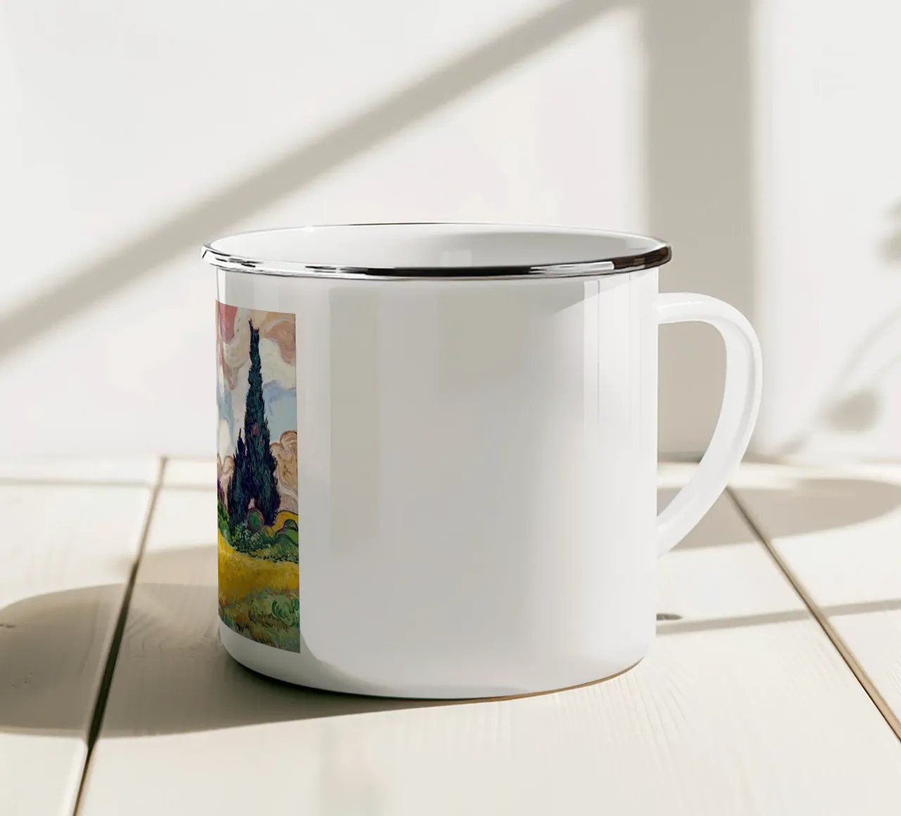 Campo di grano con cipressi di Van Gogh - Post-Impressionismo A tazza in smalto da NorwesClub