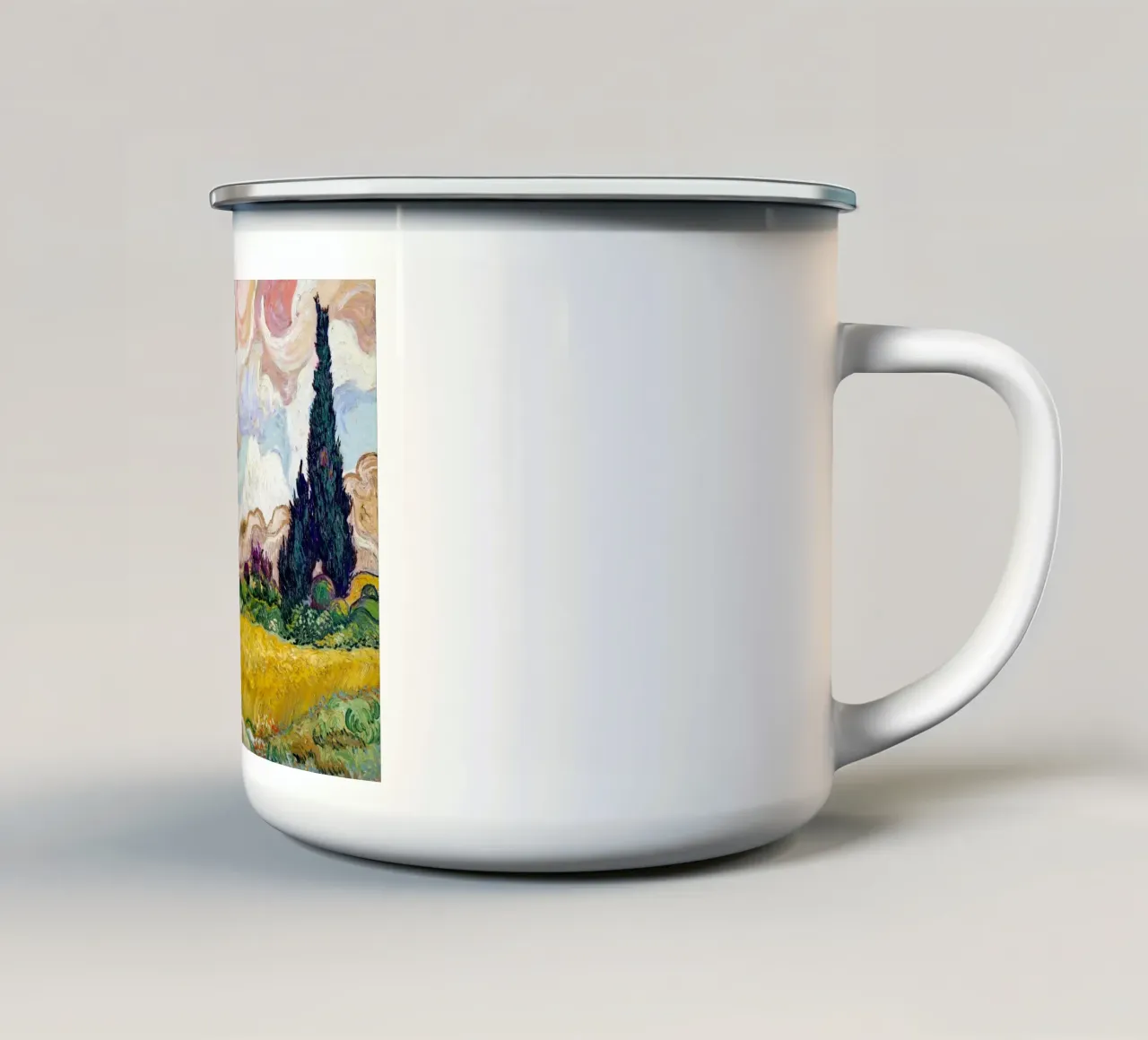 Campo di grano con cipressi di Van Gogh - Post-Impressionismo A tazza in smalto da NorwesClub